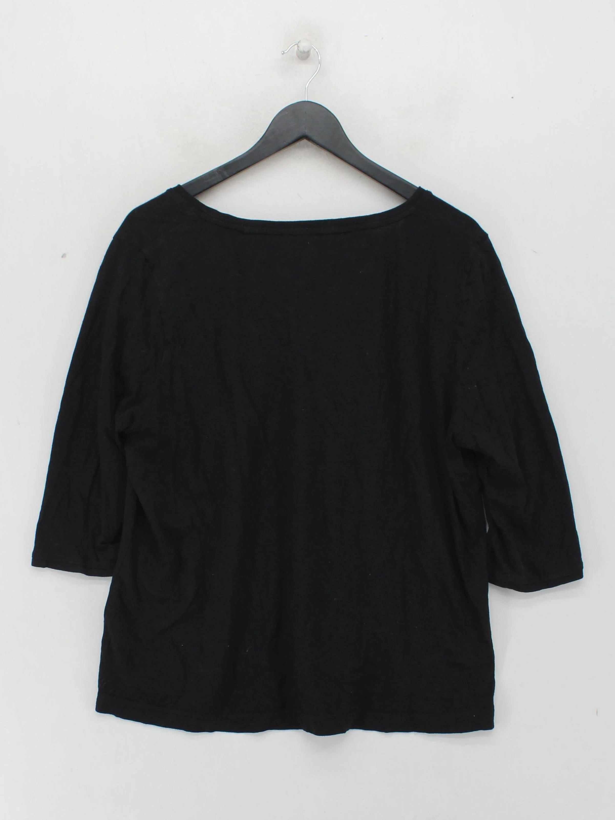 Fat Face Women's T-Shirt UK 18 Black 100% Cotton Short Sleeve V-Neck Basic - Image 2