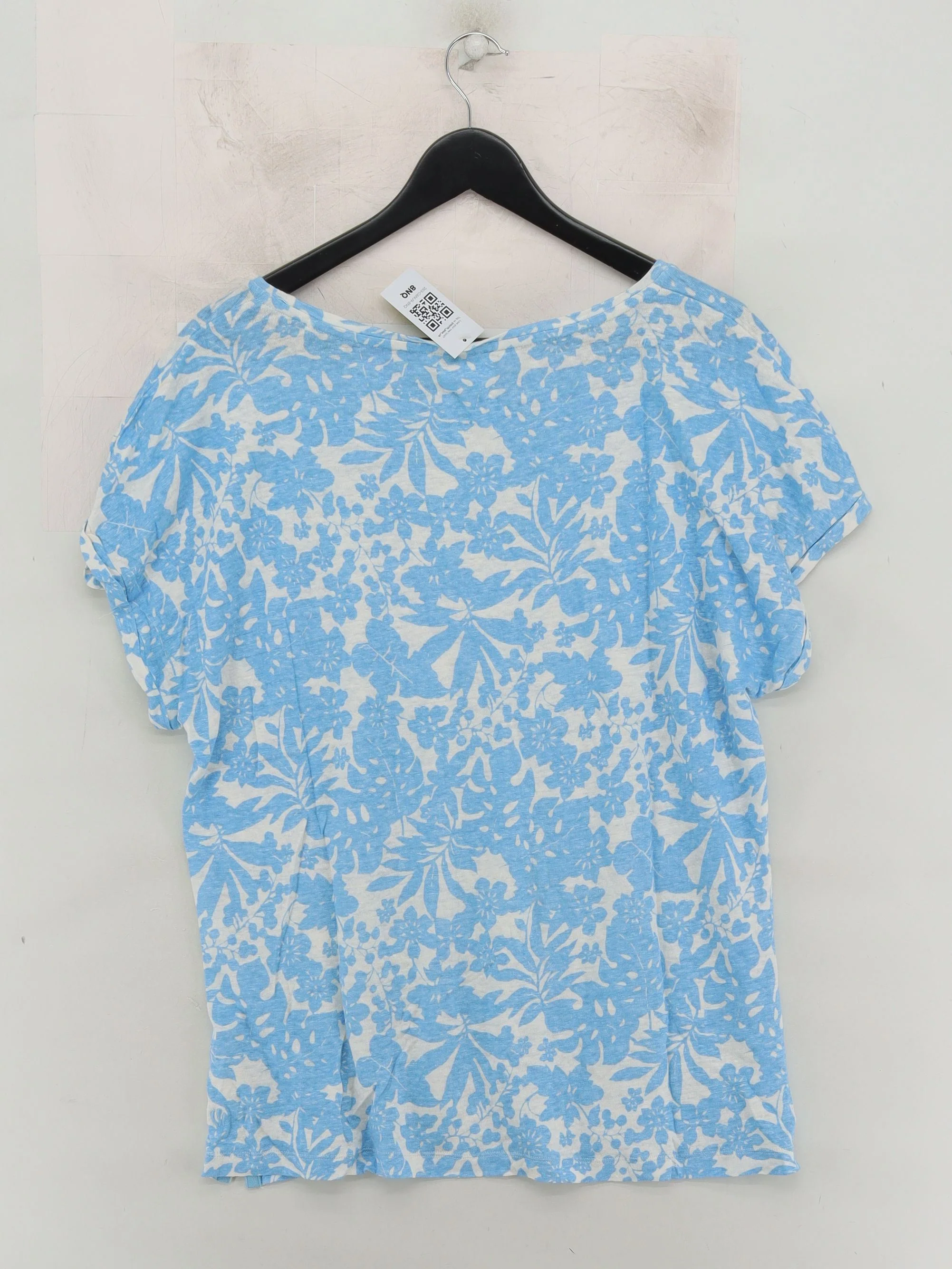 Fat Face Women's T-Shirt UK 18 Blue 100% Linen Basic - Image 2