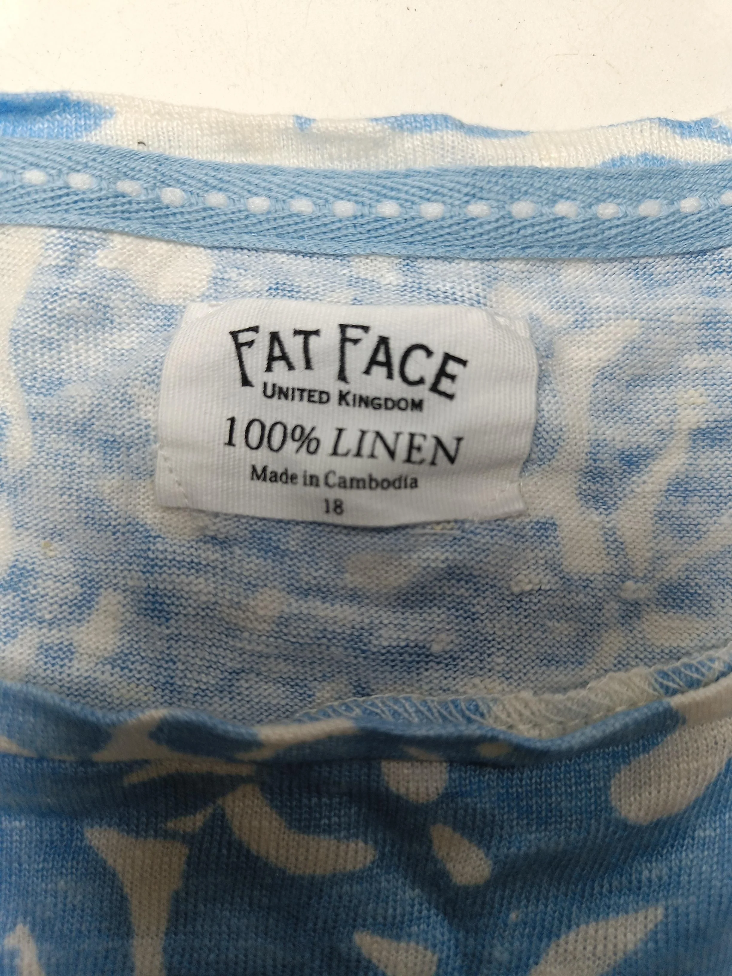 Fat Face Women's T-Shirt UK 18 Blue 100% Linen Basic - Image 5