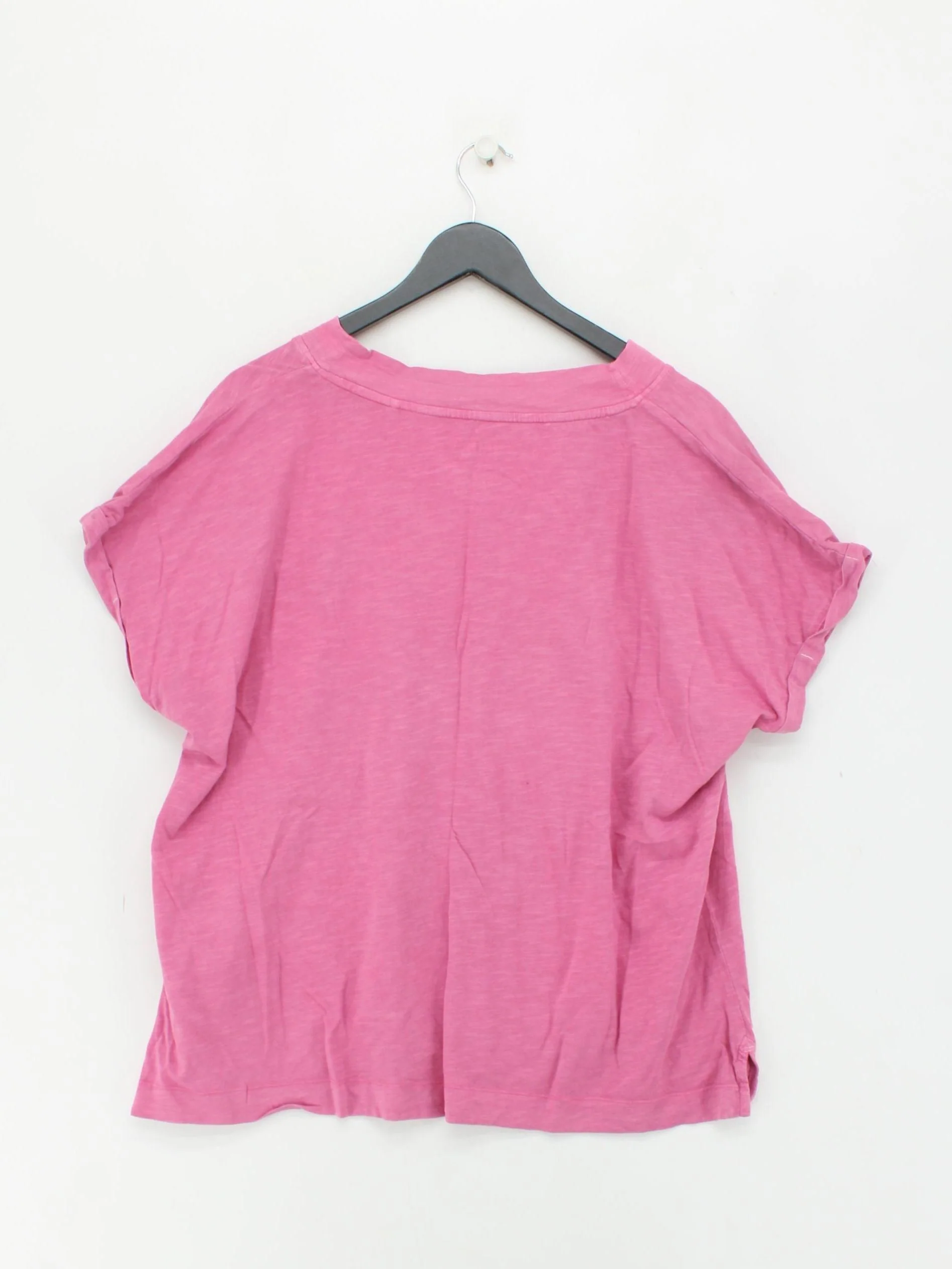 Fat Face Women's T-Shirt UK 18 Pink 100% Cotton Short Sleeve V-Neck Basic - Image 2