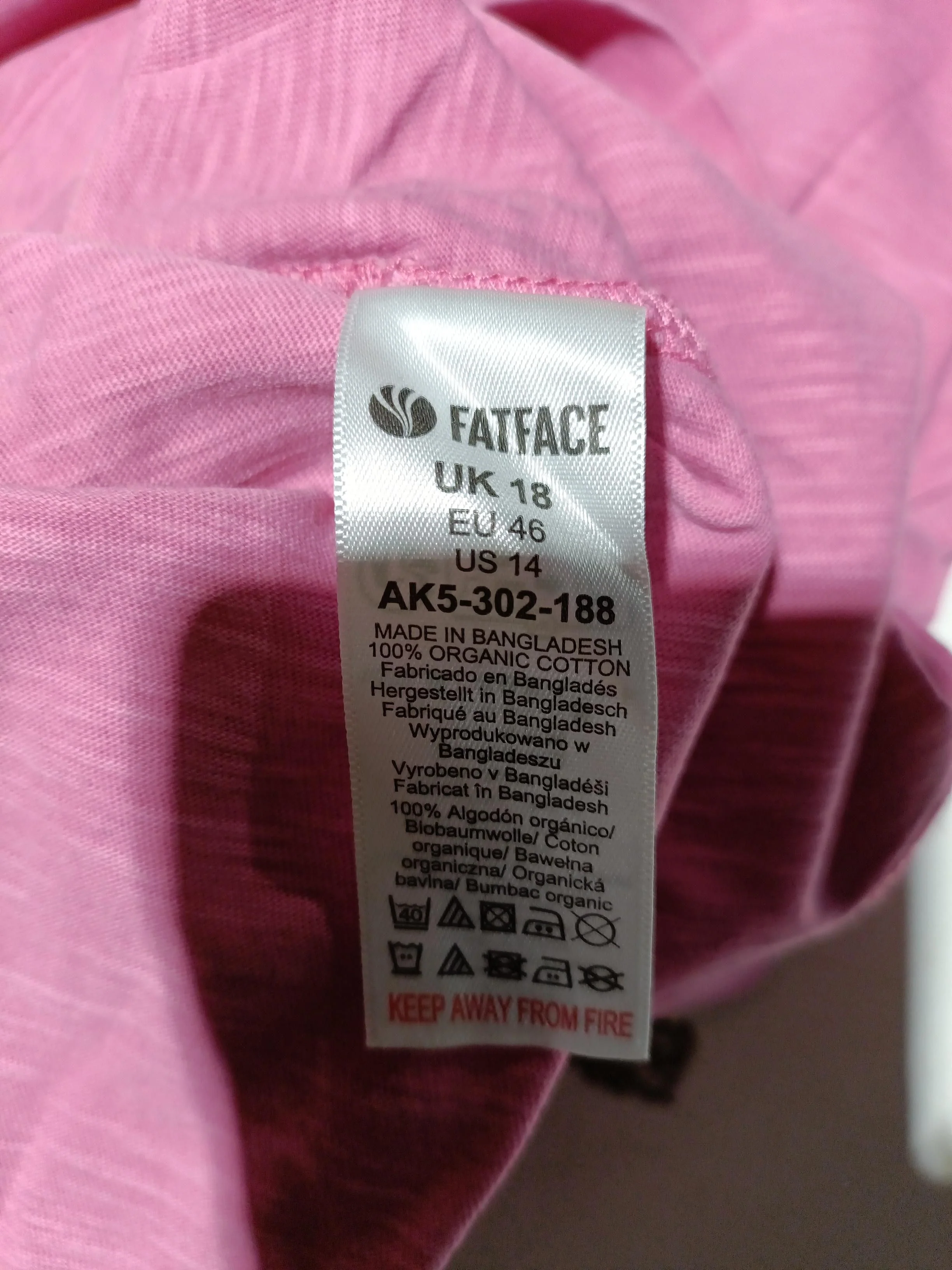 Fat Face Women's T-Shirt UK 18 Pink 100% Cotton Short Sleeve V-Neck Basic - Image 6