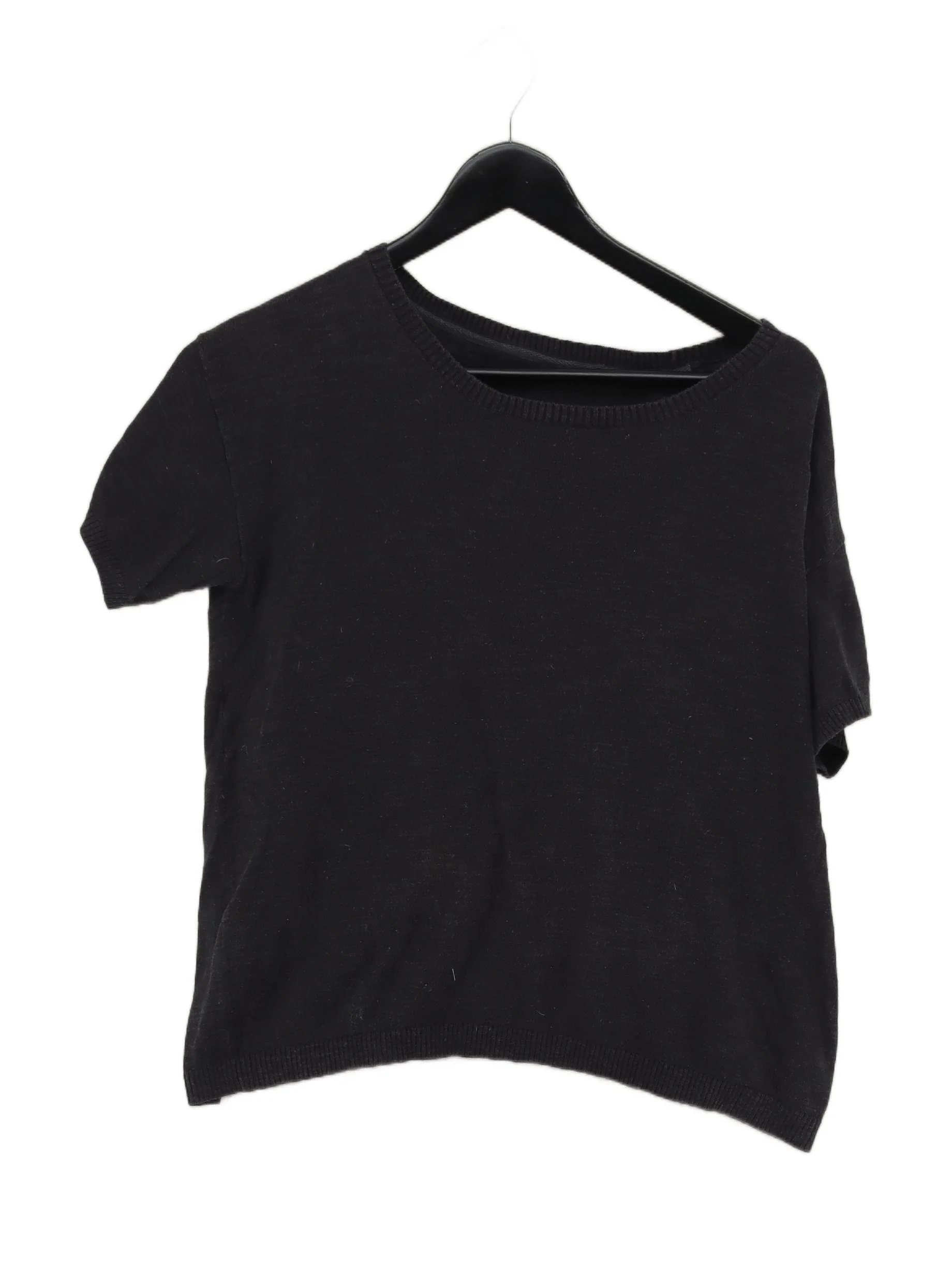 Fat Face Women's T-Shirt UK 8 Black Cotton with Linen Basic
