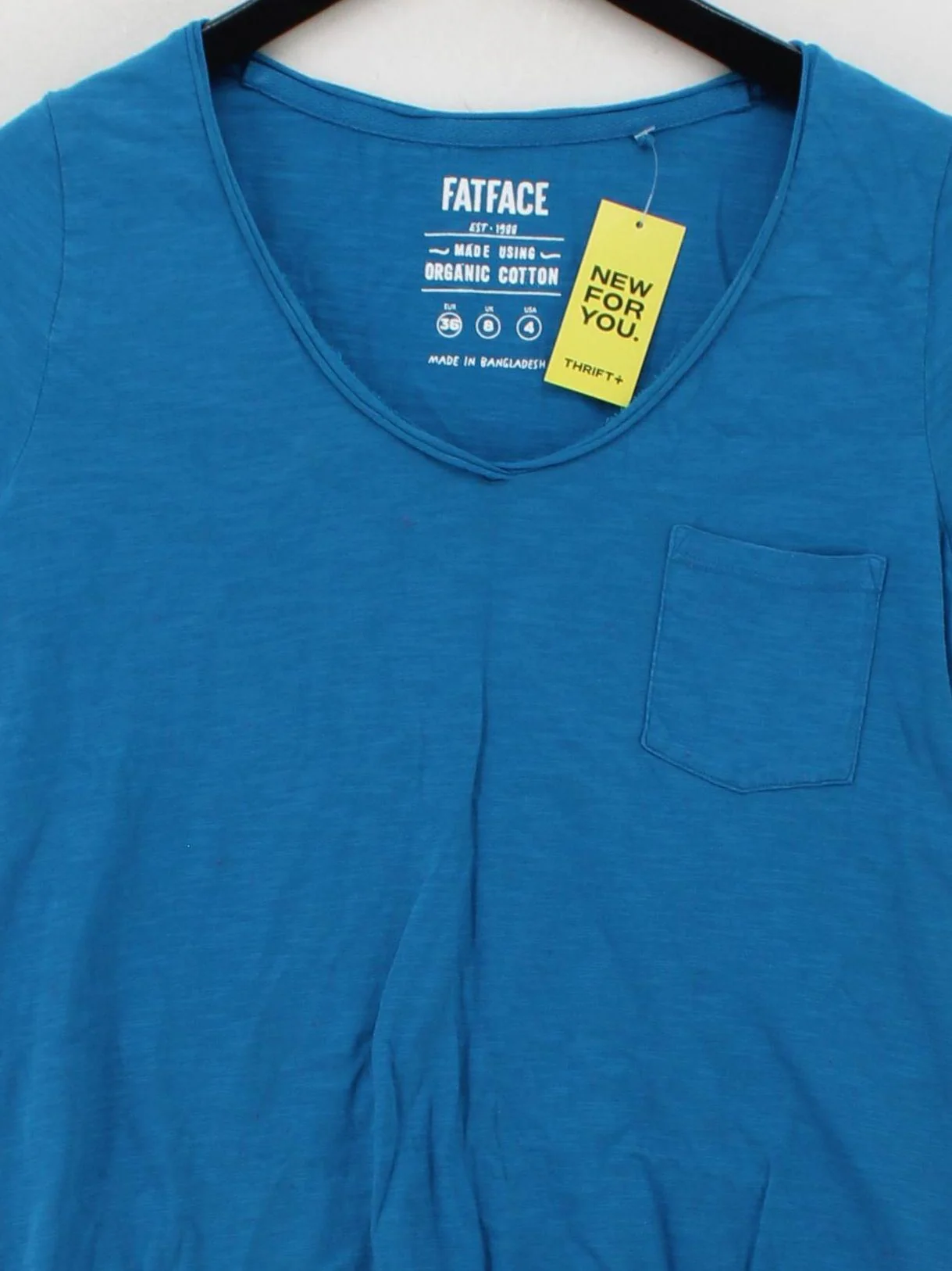 Fat Face Women's T-Shirt UK 8 Blue 100% Cotton Short Sleeve V-Neck Basic - Image 3