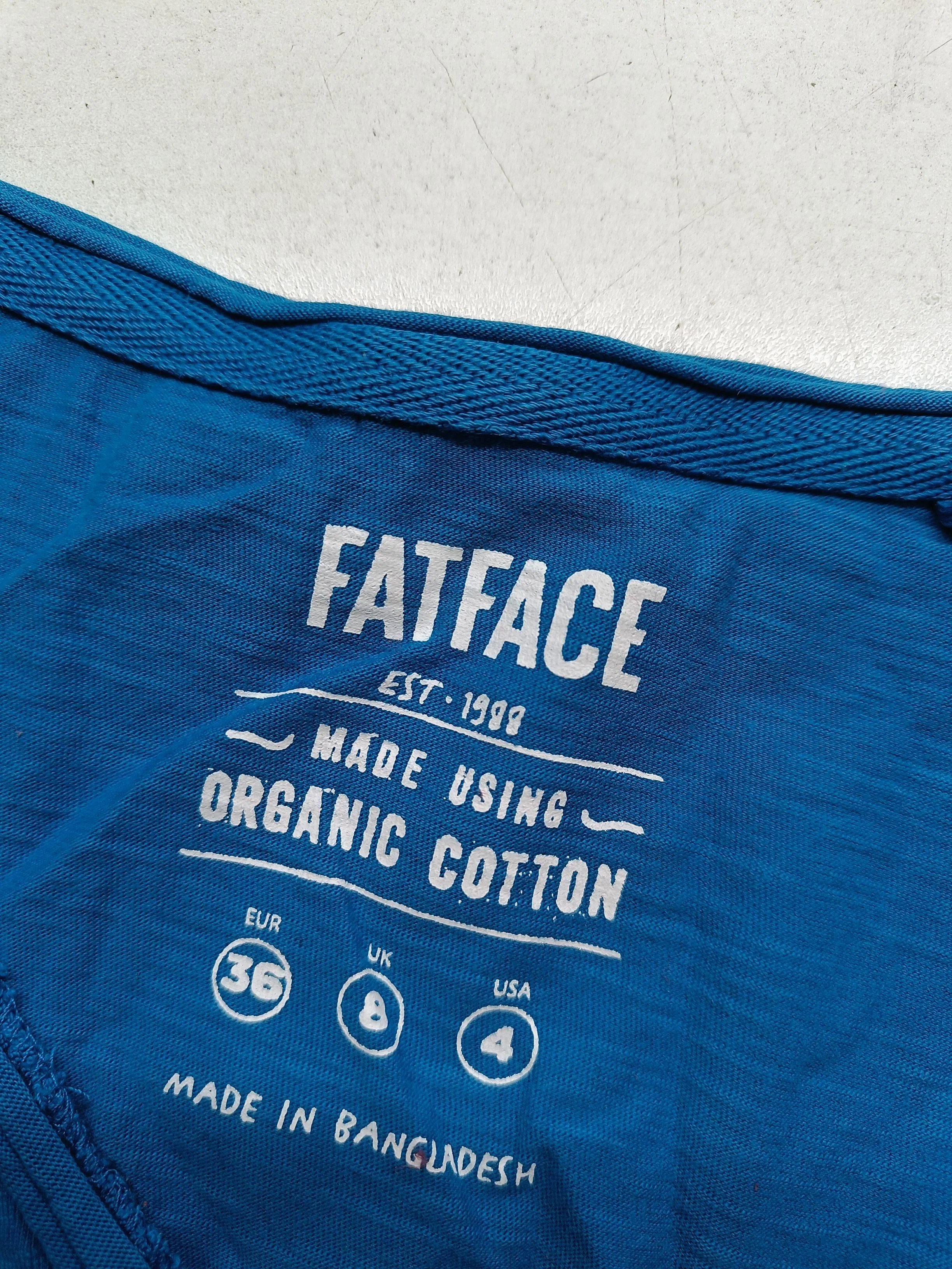 Fat Face Women's T-Shirt UK 8 Blue 100% Cotton Short Sleeve V-Neck Basic - Image 5