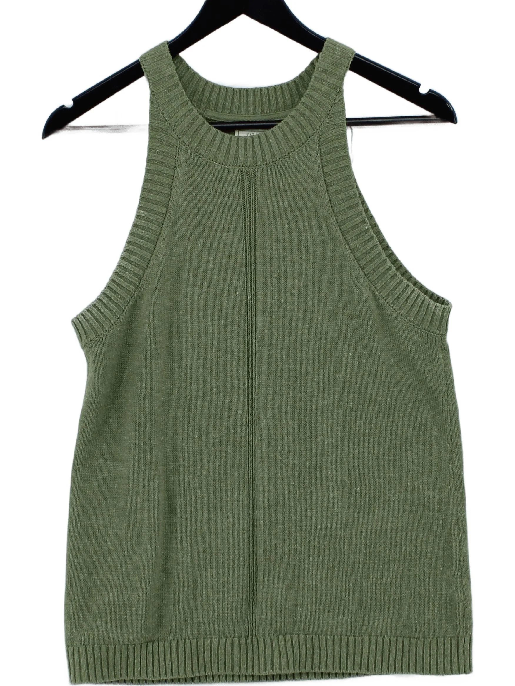Fat Face Women's T-Shirt UK 8 Green 100% Cotton Sleeveless Round Neck Basic