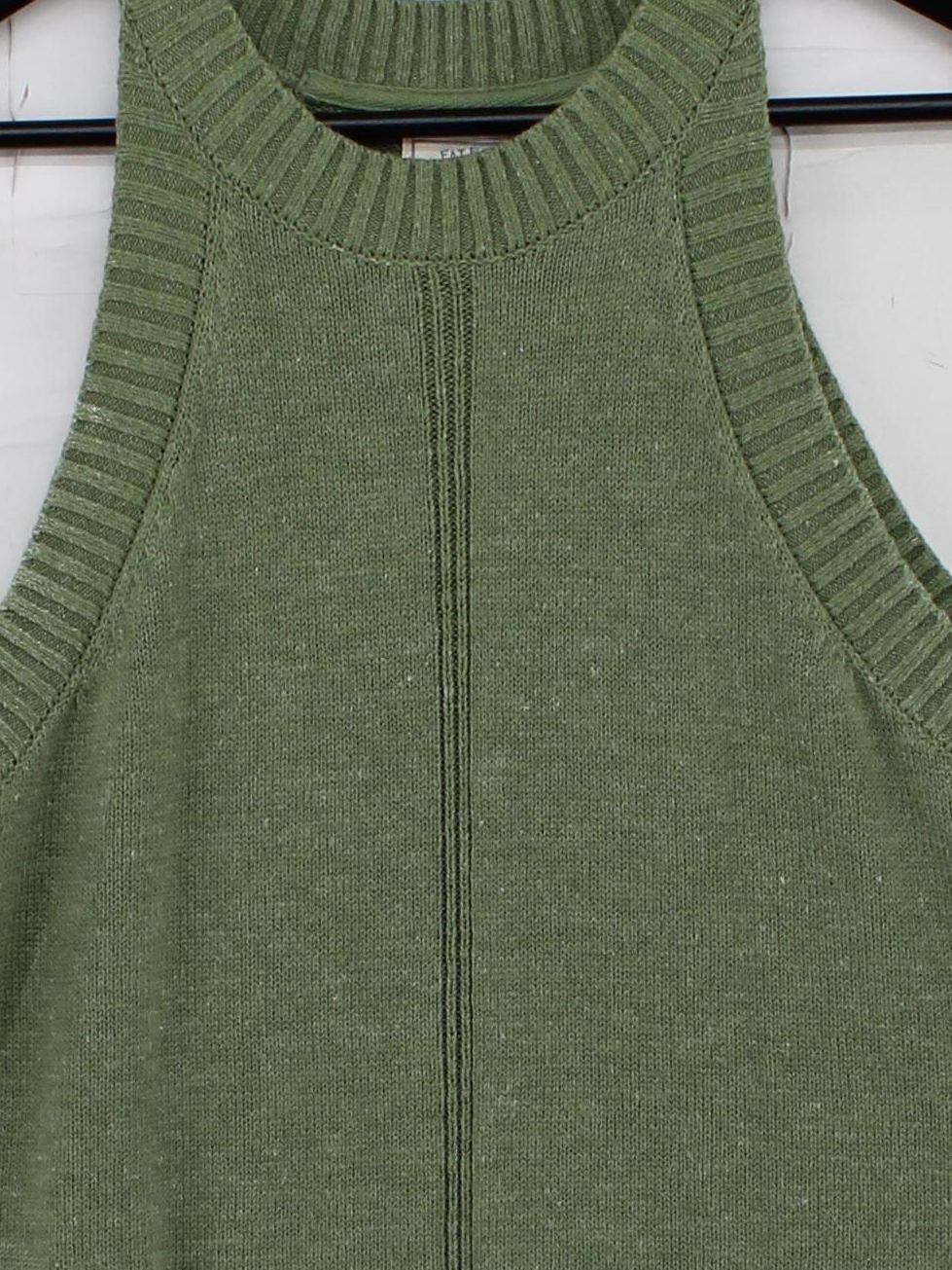 Fat Face Women's T-Shirt UK 8 Green 100% Cotton Sleeveless Round Neck Basic - Image 3