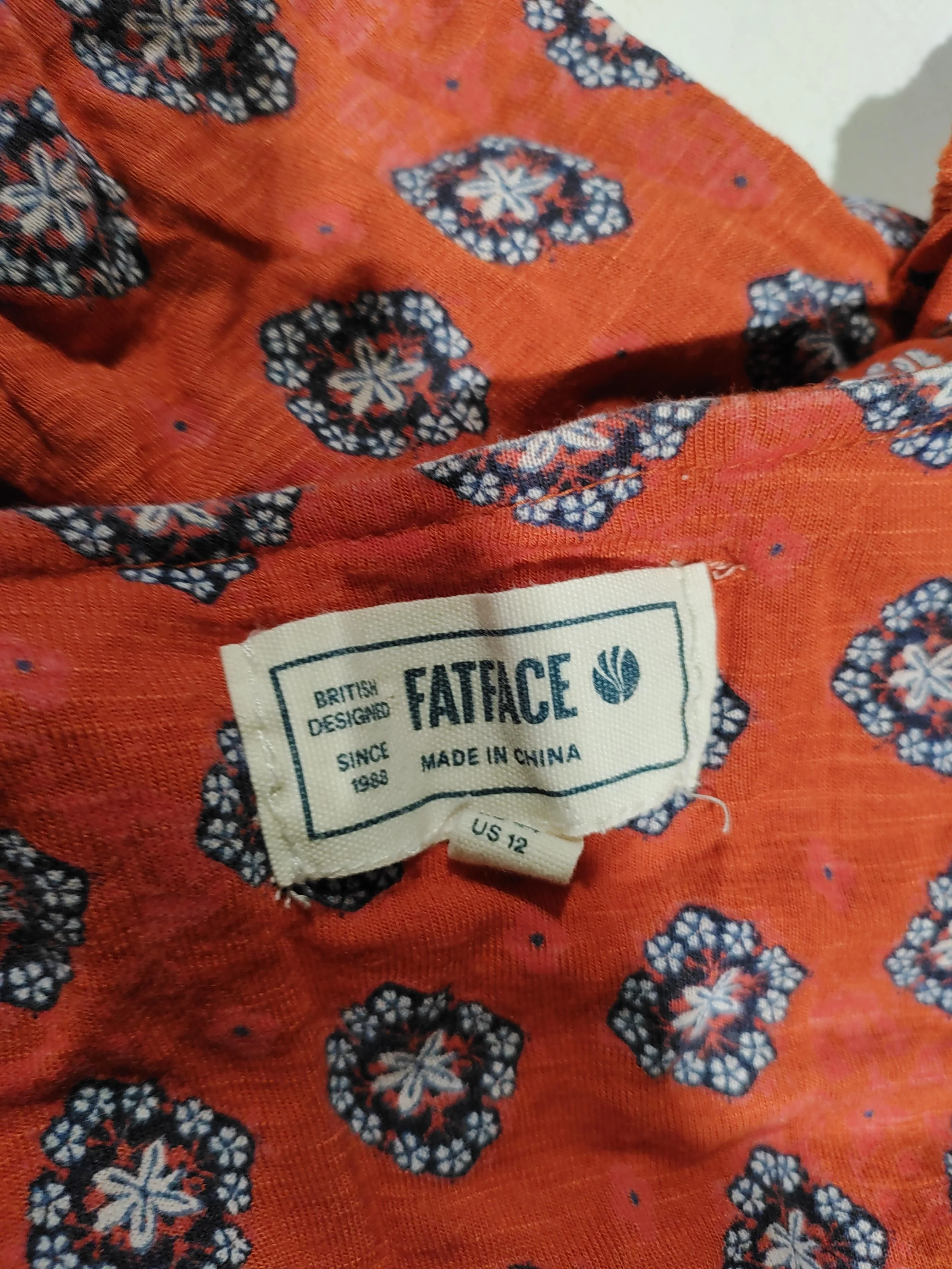 Fat Face Women's Top L Red Floral 100% Viscose Long Sleeve Round Neck Basic - Image 5