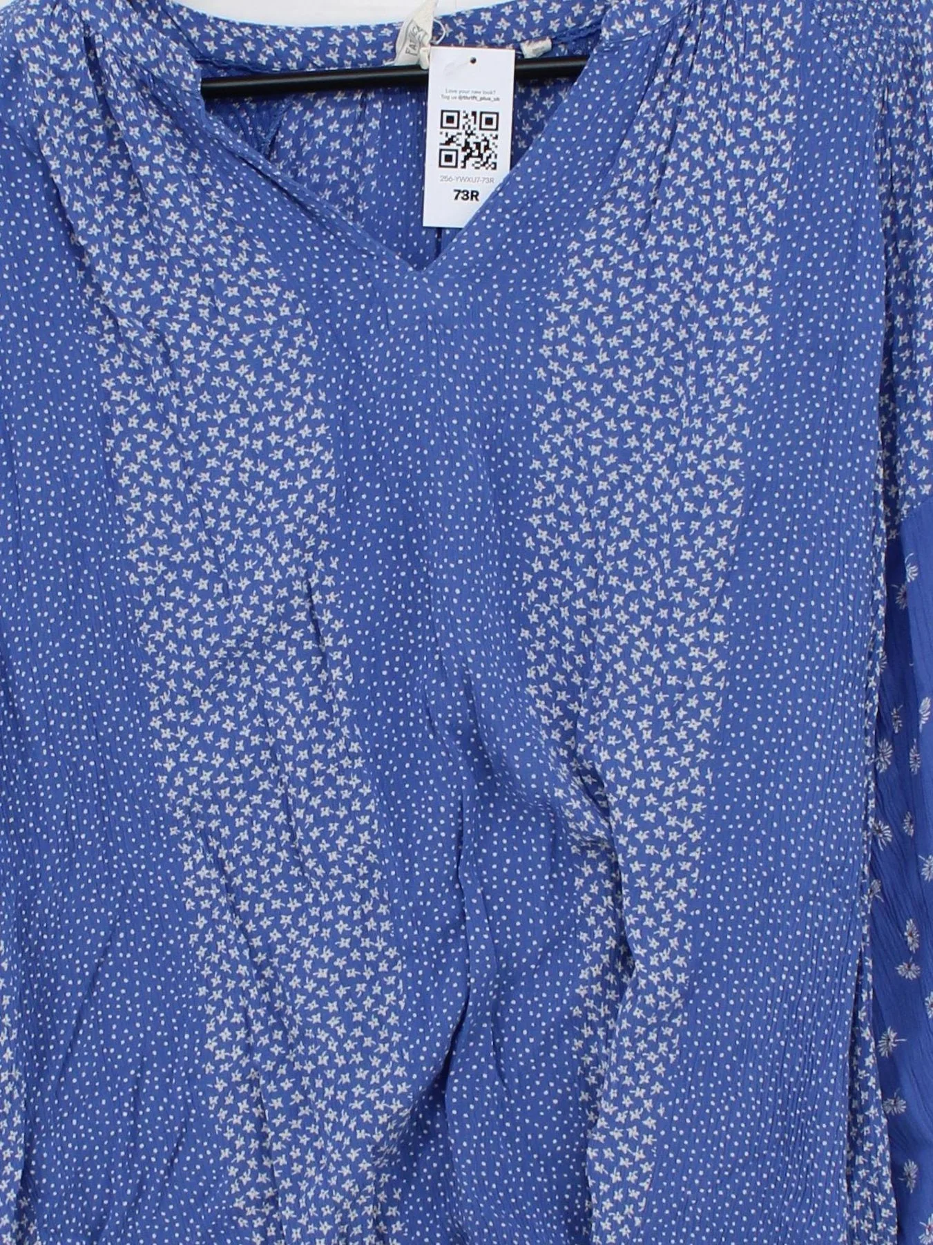 Fat Face Women's Top M Blue Floral 100% Viscose Long Sleeve V-Neck Basic - Image 3