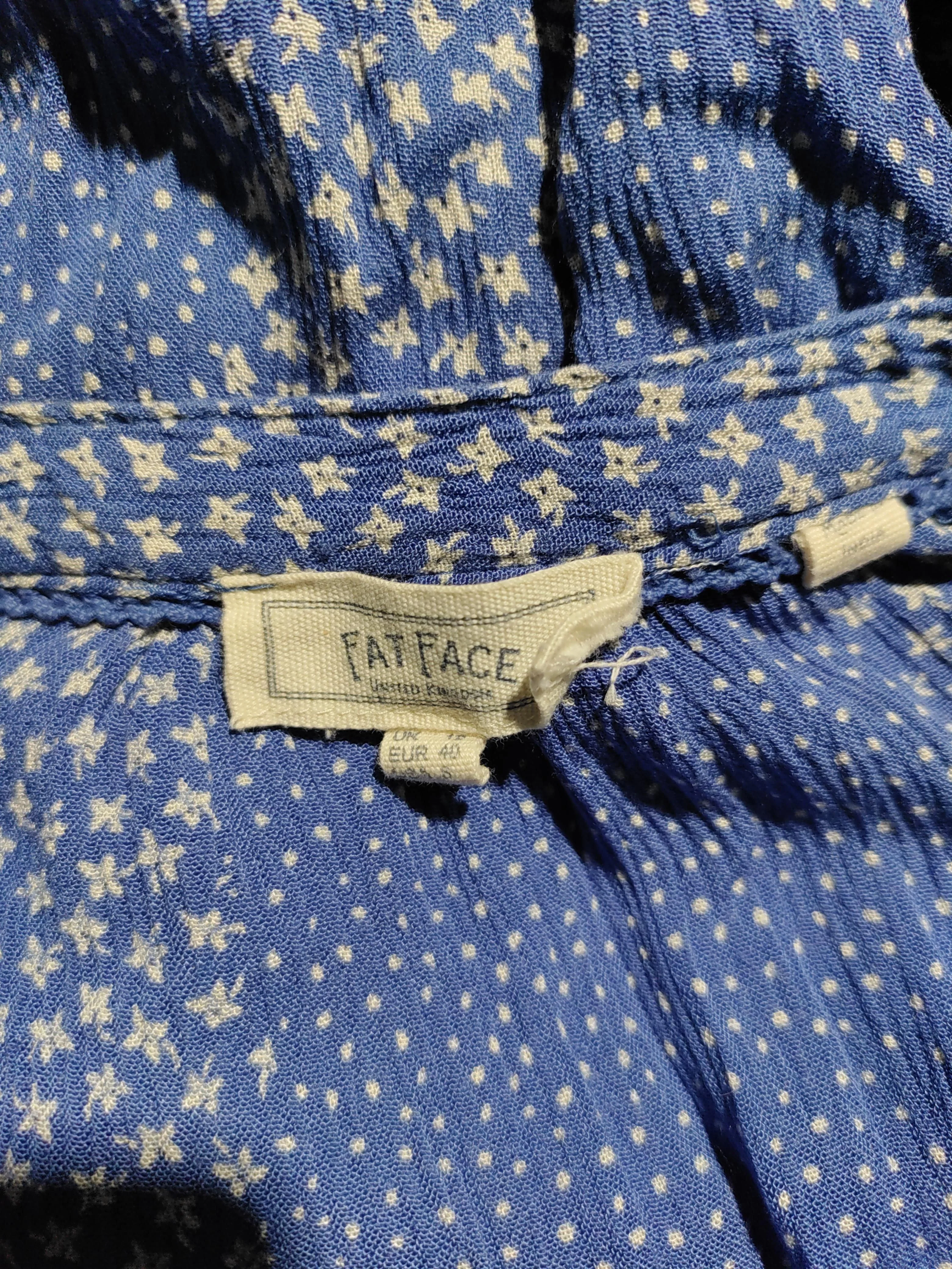 Fat Face Women's Top M Blue Floral 100% Viscose Long Sleeve V-Neck Basic - Image 5