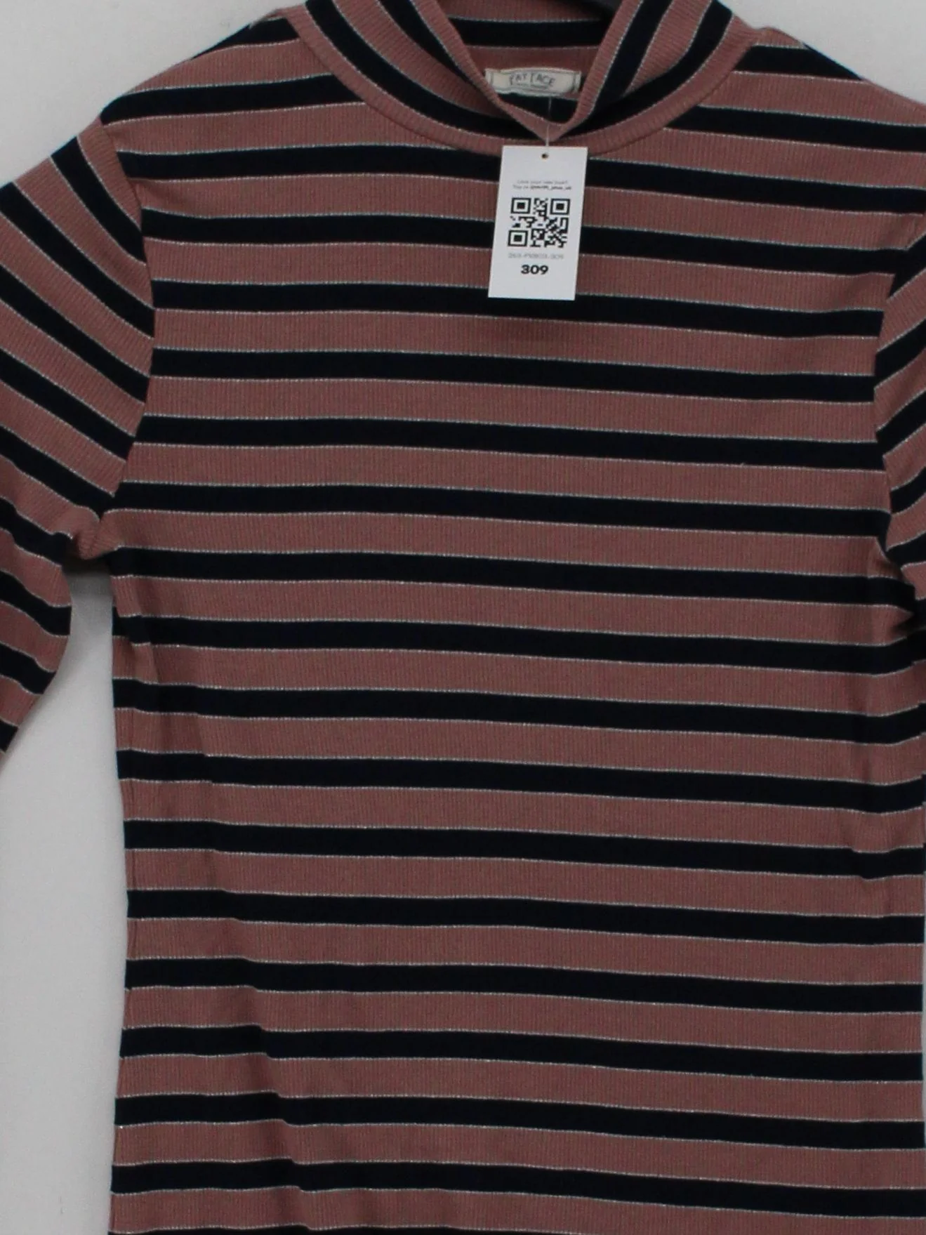 Fat Face Women's Top M Multi Striped 100% Other Long Sleeve Mock Neck Basic - Image 3