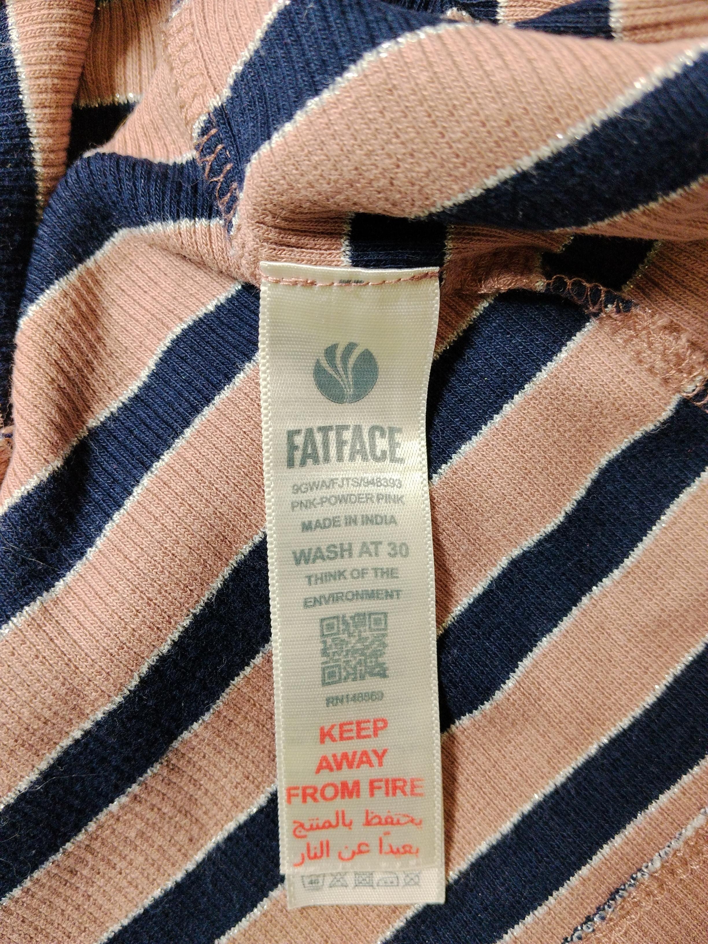 Fat Face Women's Top M Multi Striped 100% Other Long Sleeve Mock Neck Basic - Image 6