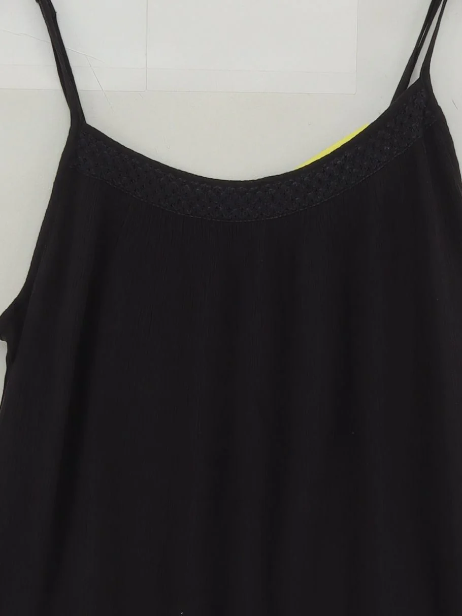 Fat Face Women's Top S Black Viscose with Cotton Sleeveless Round Neck Basic - Image 3
