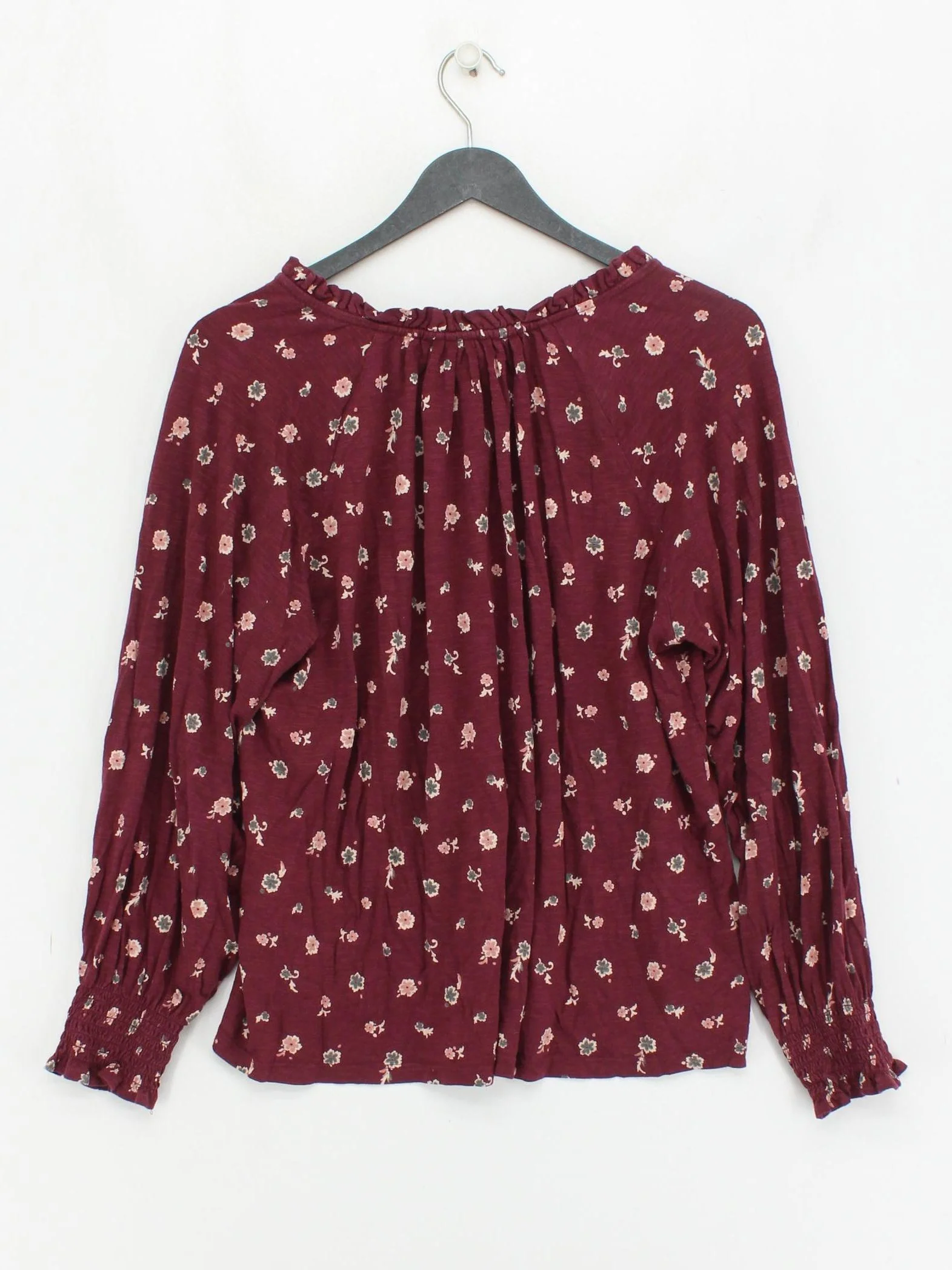 Fat Face Women's Top S Red Floral 100% Other Long Sleeve V-Neck Basic - Image 2
