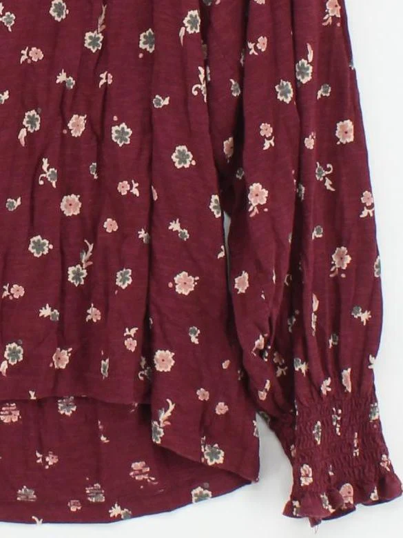 Fat Face Women's Top S Red Floral 100% Other Long Sleeve V-Neck Basic - Image 4