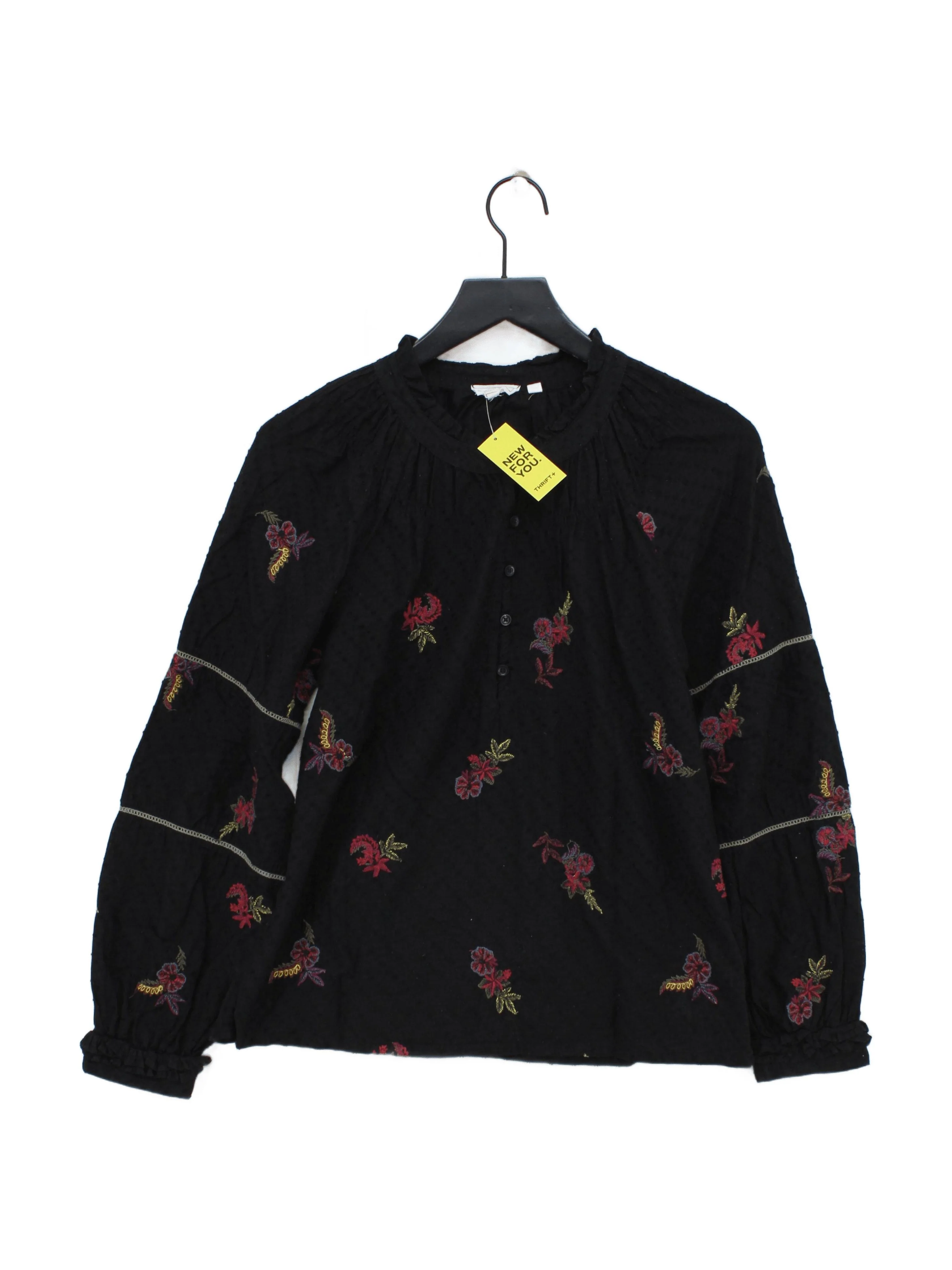 Fat Face Women's Top UK 10 Black Cotton with Polyester Basic