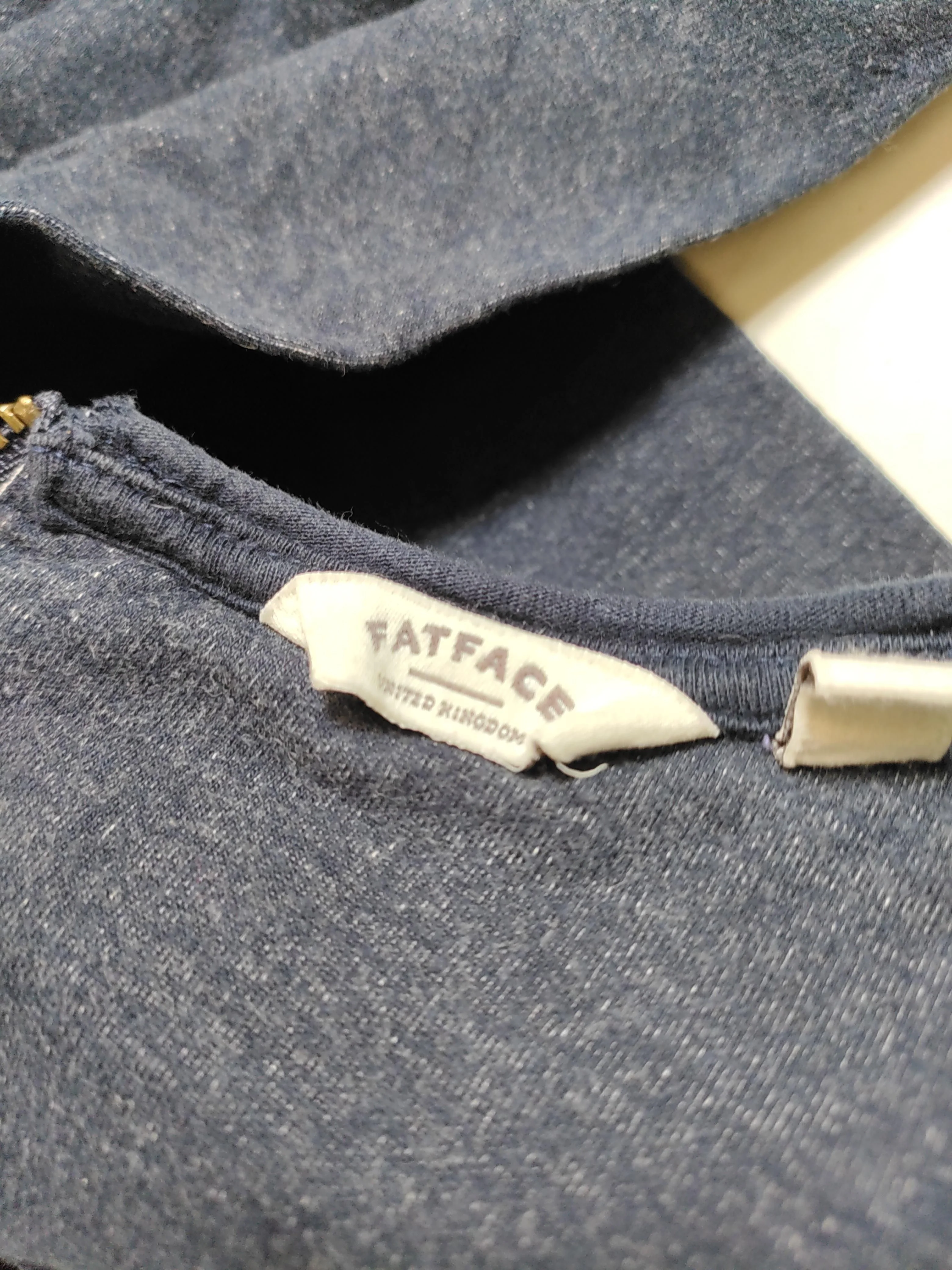 Fat Face Women's Top UK 10 Blue Cotton with Elastane 3/4 Sleeve Round Neck Basic - Image 5
