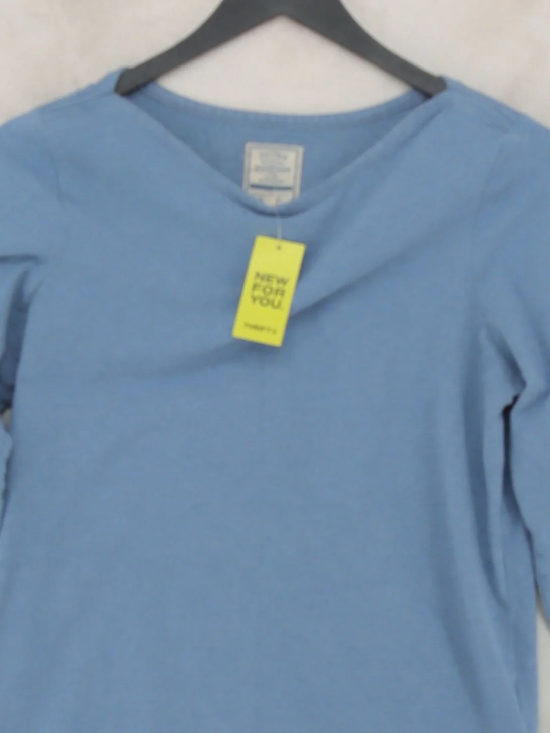 Fat Face Women's Top UK 10 Blue Cotton with Elastane Long Sleeve V-Neck Basic - Image 3