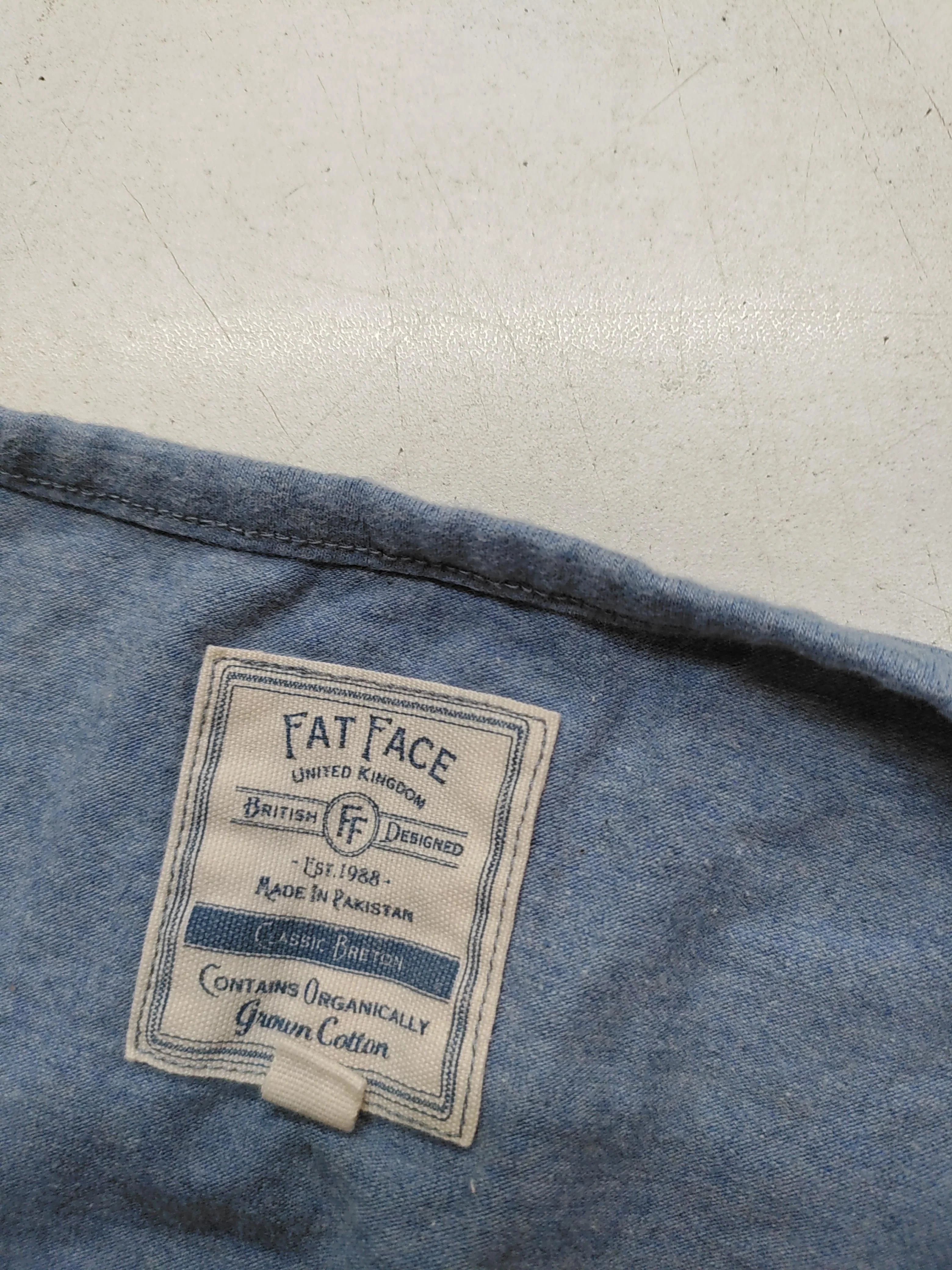 Fat Face Women's Top UK 10 Blue Cotton with Elastane Long Sleeve V-Neck Basic - Image 5