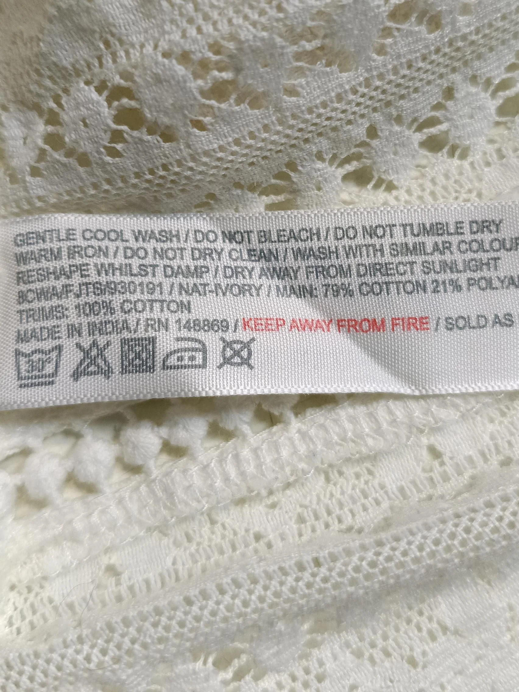 Fat Face Women's Top UK 10 Cream Cotton with Polyamide Basic - Image 6