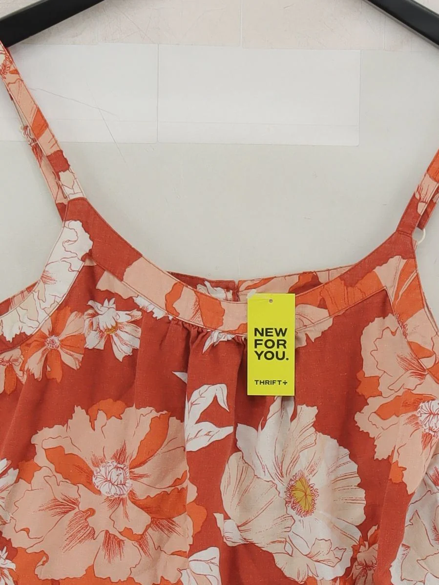 Fat Face Women's Top UK 10 Orange Floral 100% Other Sleeveless Round Neck Basic - Image 3