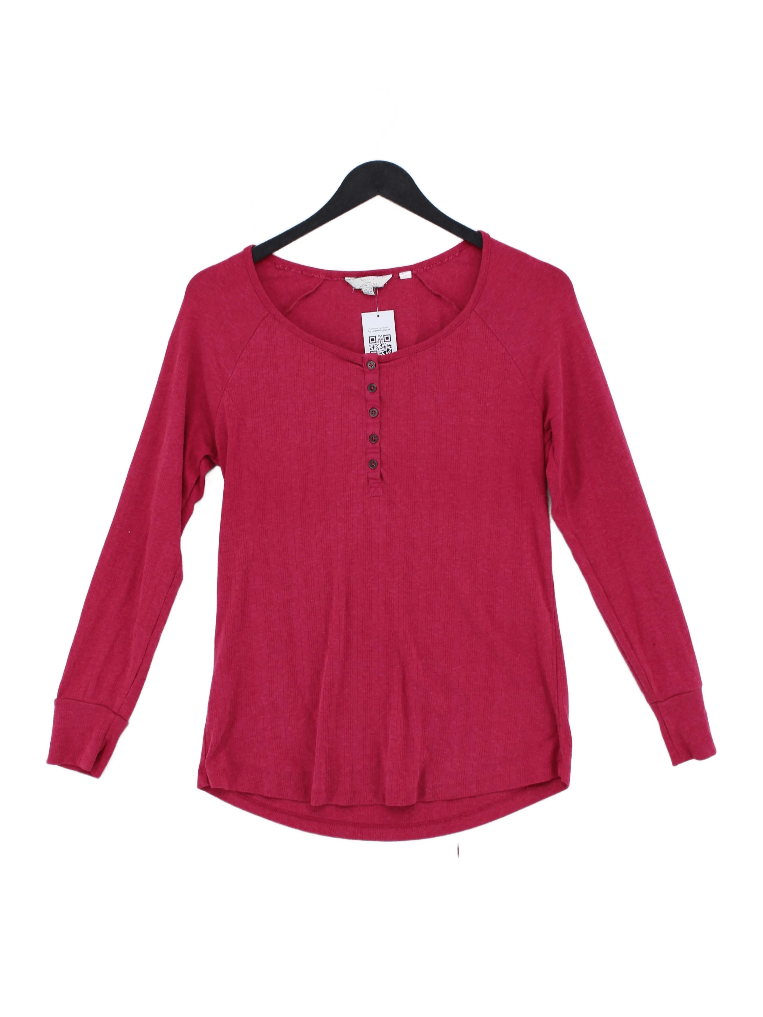 Fat Face Women's Top UK 10 Red Cotton with Elastane Jersey