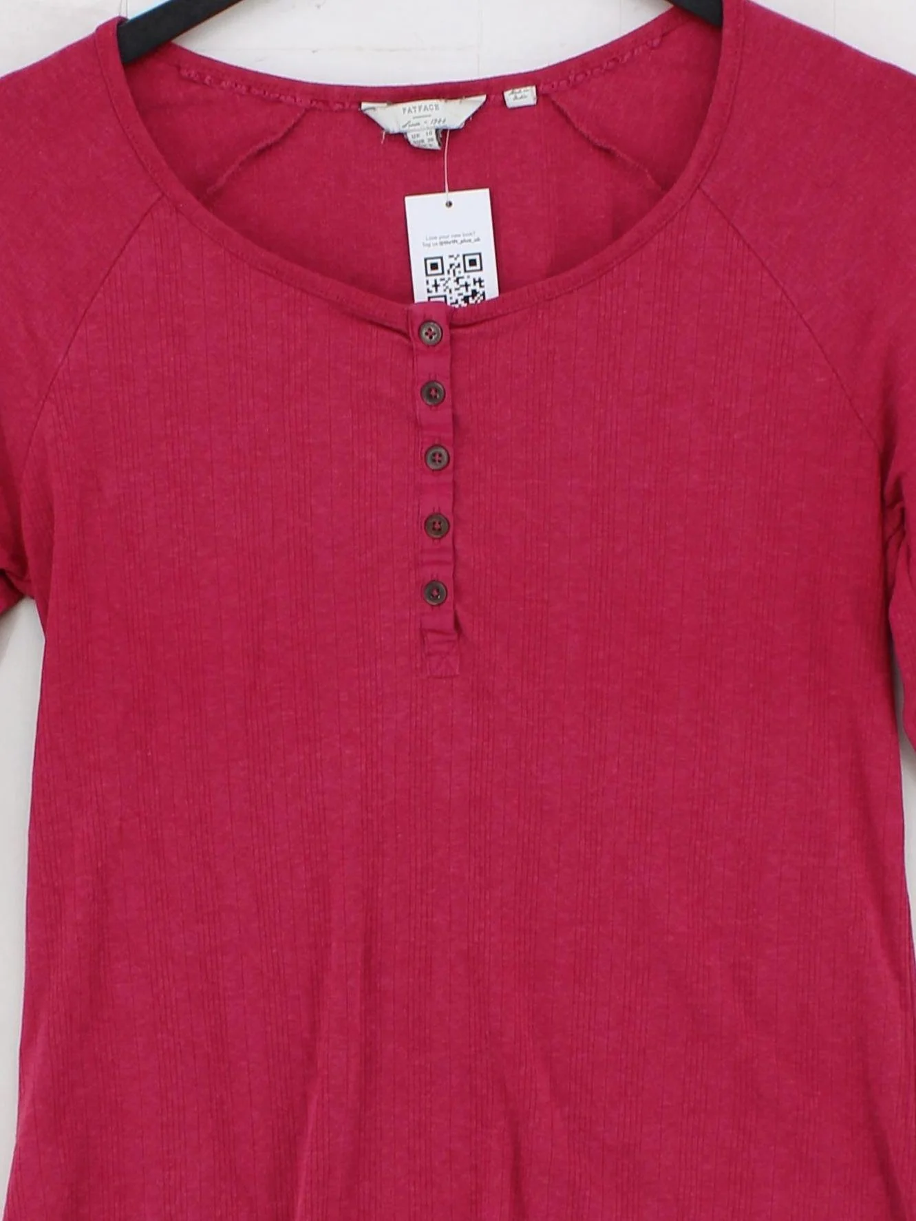 Fat Face Women's Top UK 10 Red Cotton with Elastane Jersey - Image 3
