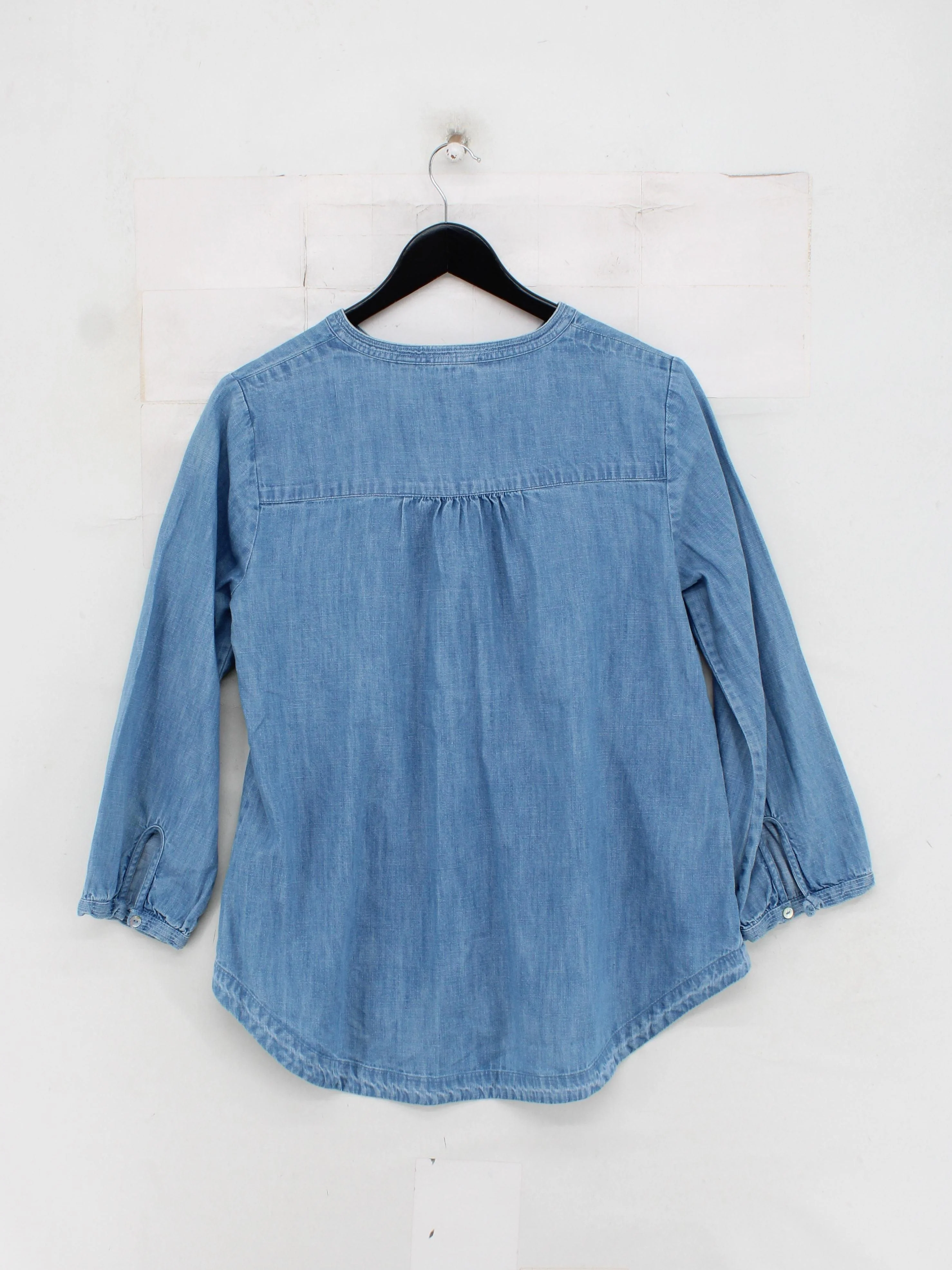 Fat Face Women's Top UK 12 Blue 100% Cotton 3/4 Sleeve Round Neck Basic - Image 2