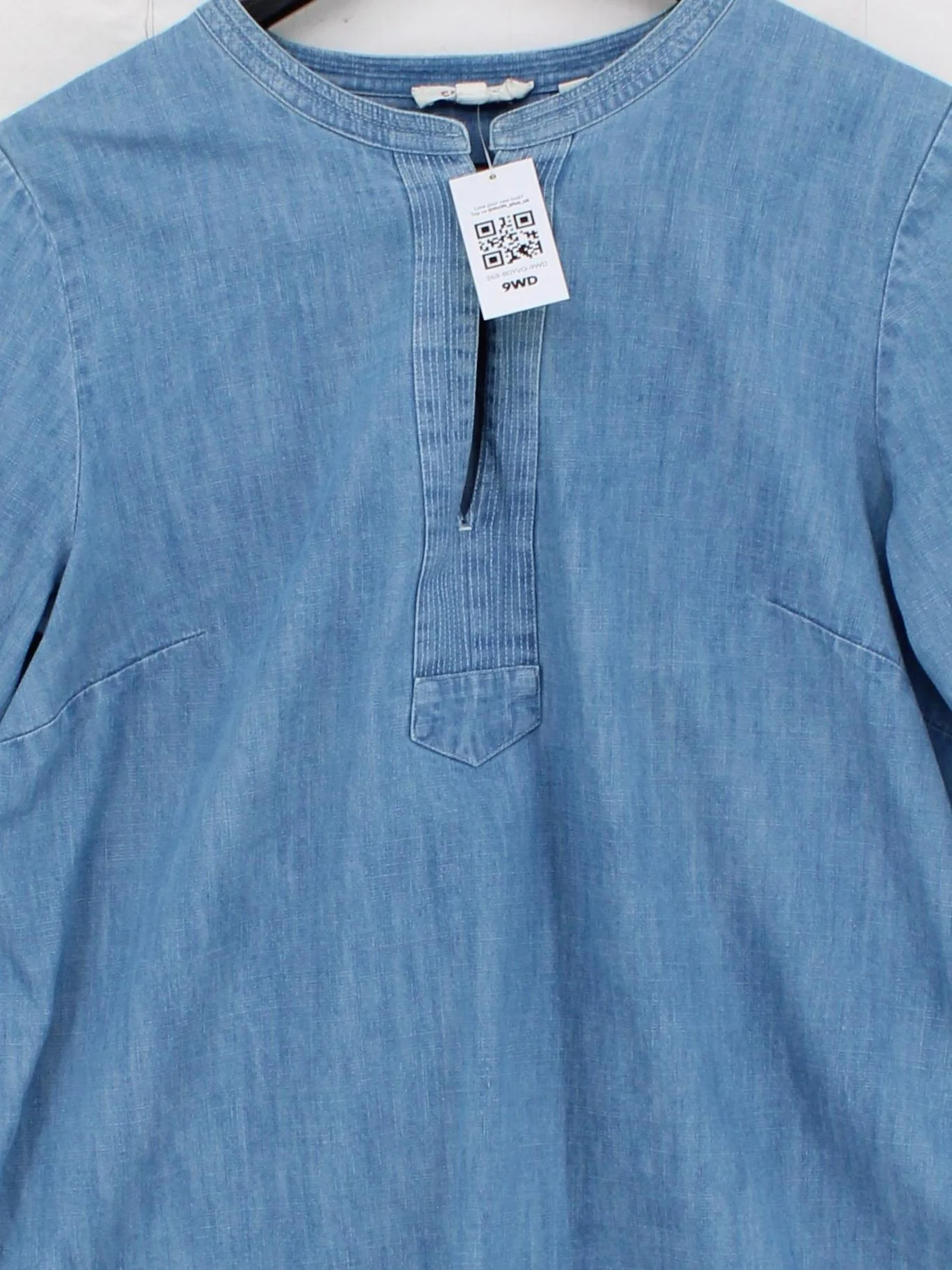 Fat Face Women's Top UK 12 Blue 100% Cotton 3/4 Sleeve Round Neck Basic - Image 3