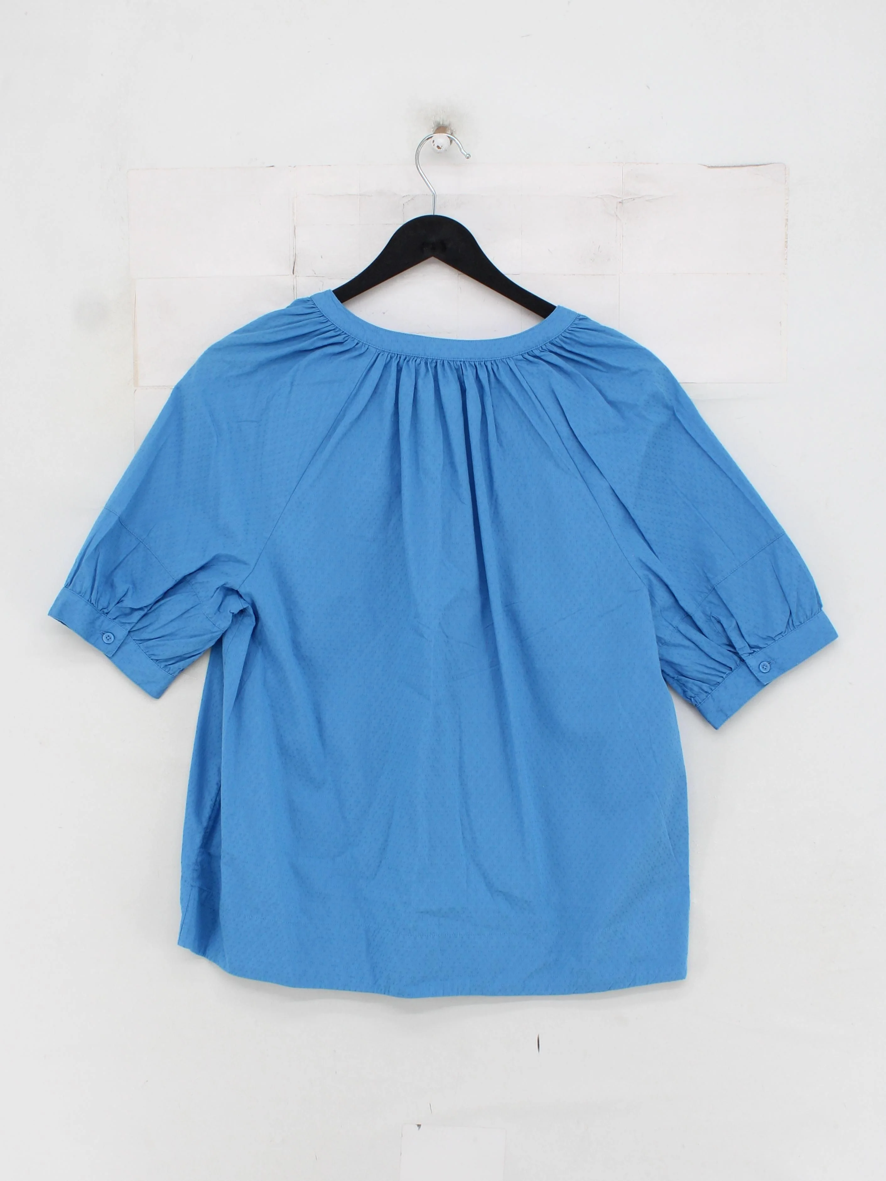 Fat Face Women's Top UK 12 Blue 100% Cotton 3/4 Sleeve V-Neck Basic - Image 2