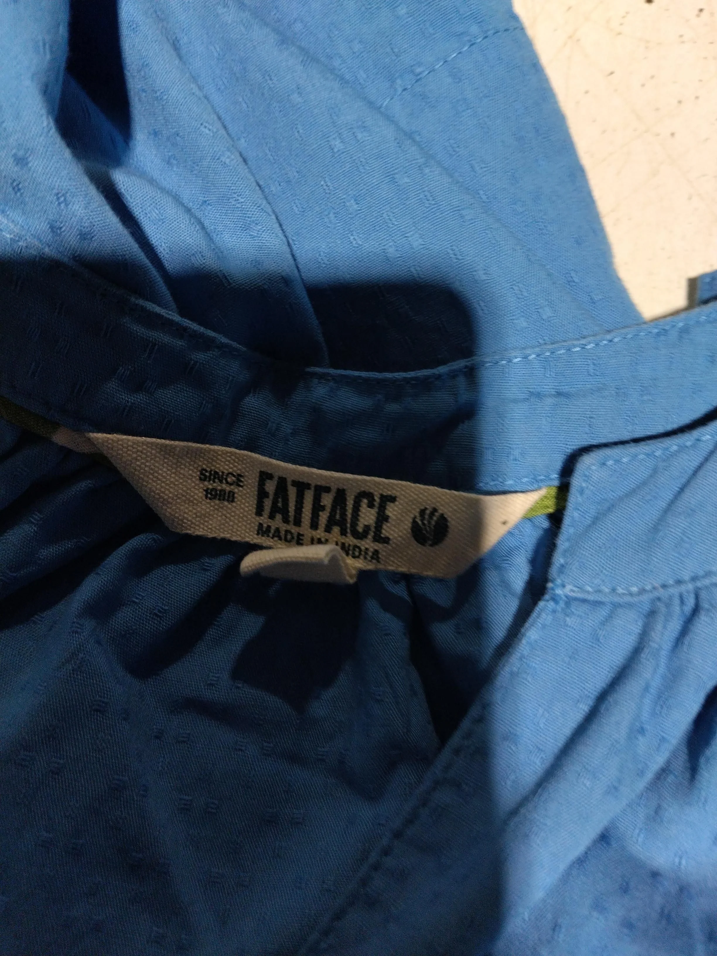 Fat Face Women's Top UK 12 Blue 100% Cotton 3/4 Sleeve V-Neck Basic - Image 6
