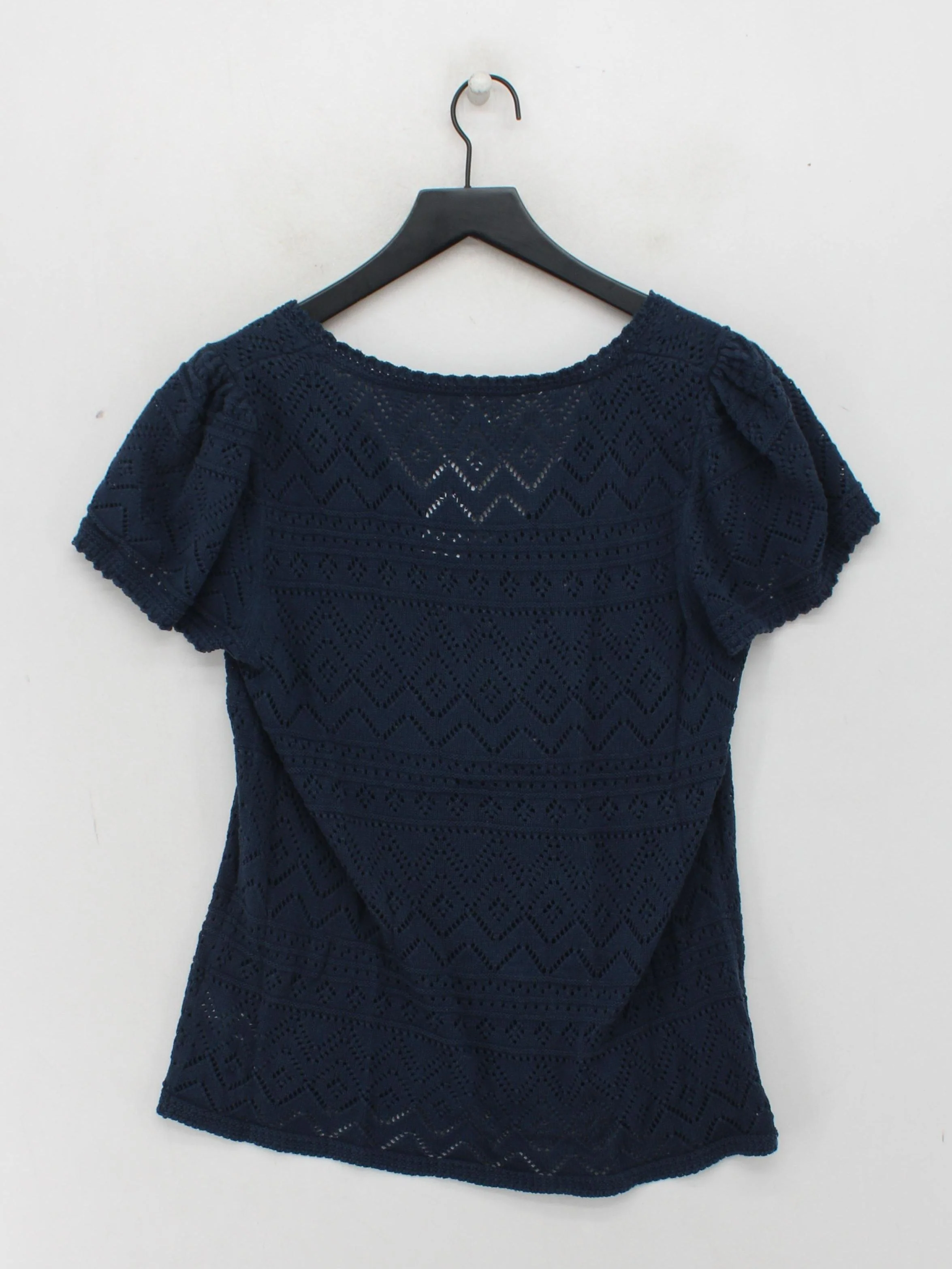 Fat Face Women's Top UK 12 Blue 100% Cotton Short Sleeve V-Neck Basic - Image 2