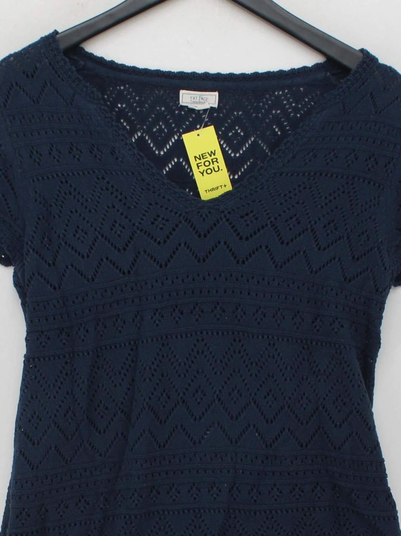 Fat Face Women's Top UK 12 Blue 100% Cotton Short Sleeve V-Neck Basic - Image 3