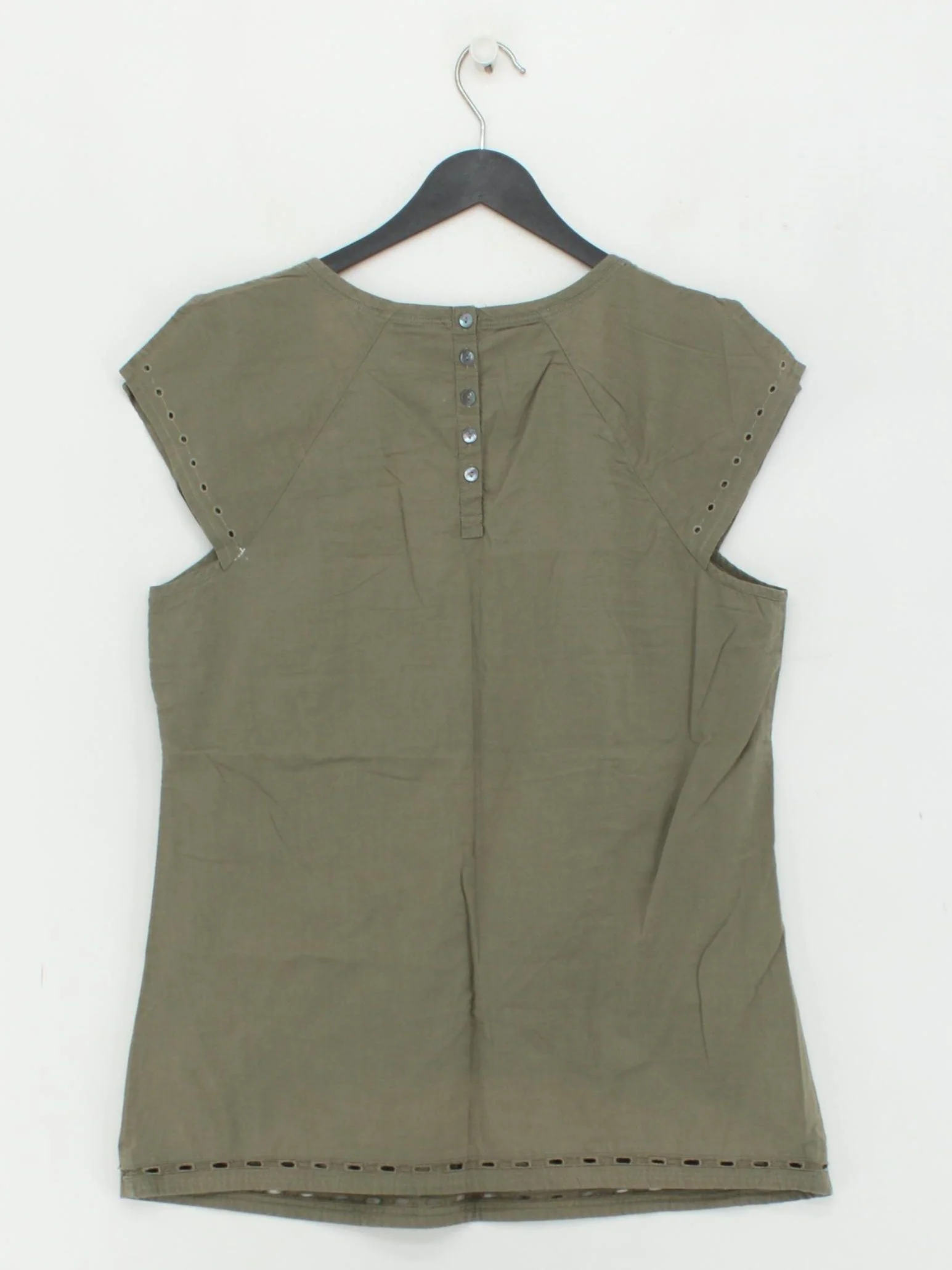 Fat Face Women's Top UK 12 Green 100% Cotton Short Sleeve Round Neck Basic - Image 2
