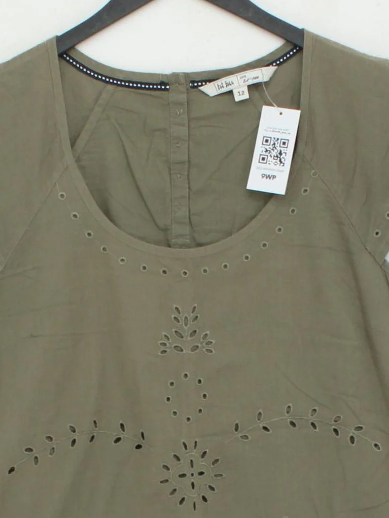 Fat Face Women's Top UK 12 Green 100% Cotton Short Sleeve Round Neck Basic - Image 3