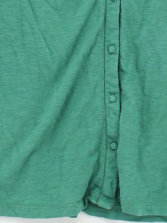 Fat Face Women's Top UK 12 Green Cotton with Viscose Short Sleeve V-Neck Basic - Image 4