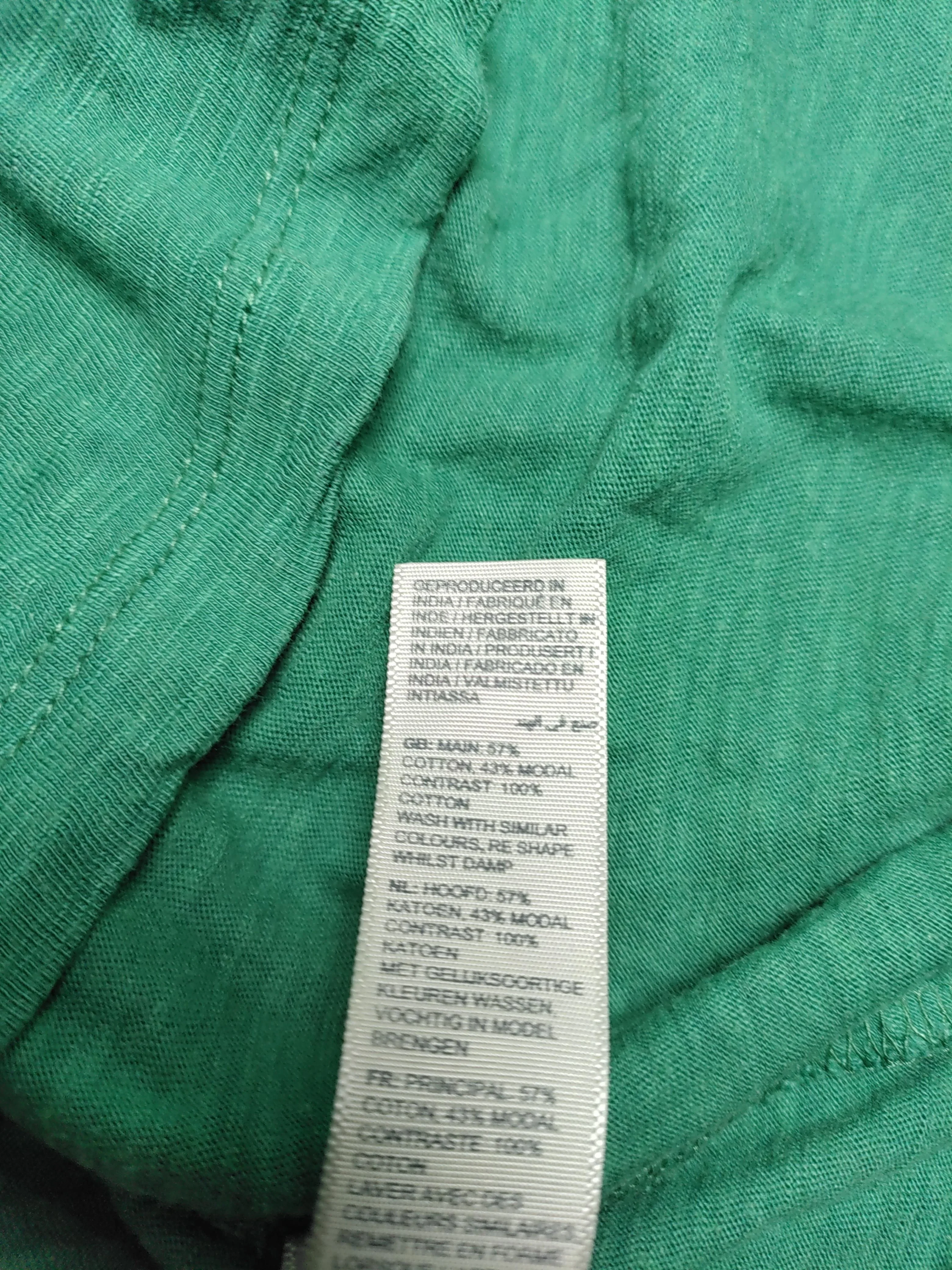 Fat Face Women's Top UK 12 Green Cotton with Viscose Short Sleeve V-Neck Basic - Image 6