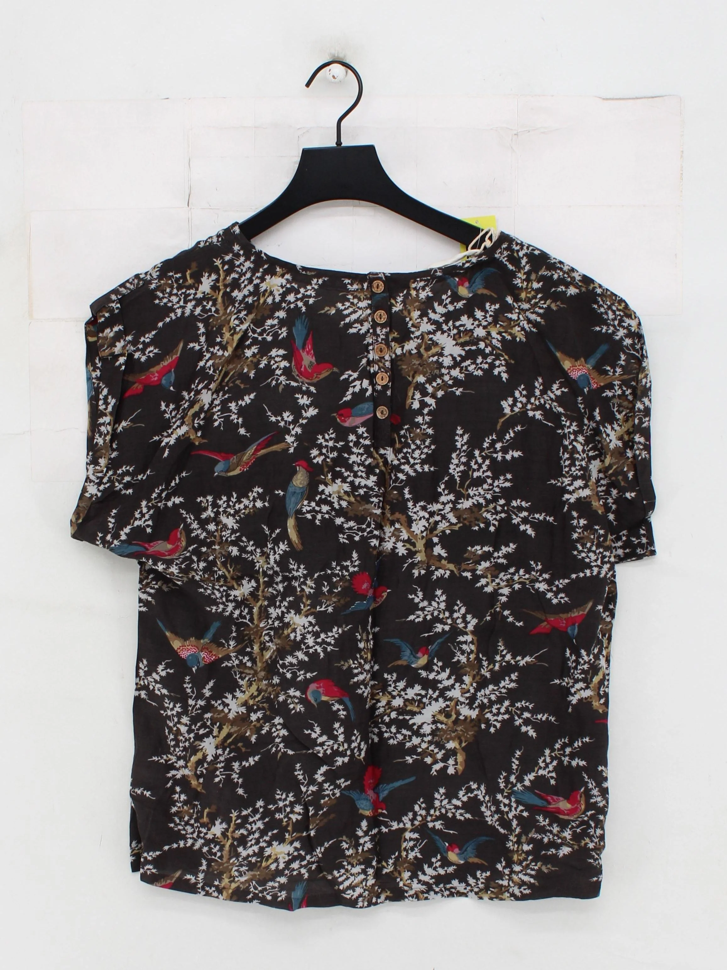 Fat Face Women's Top UK 14 Black Cotton with Silk Basic - Image 2
