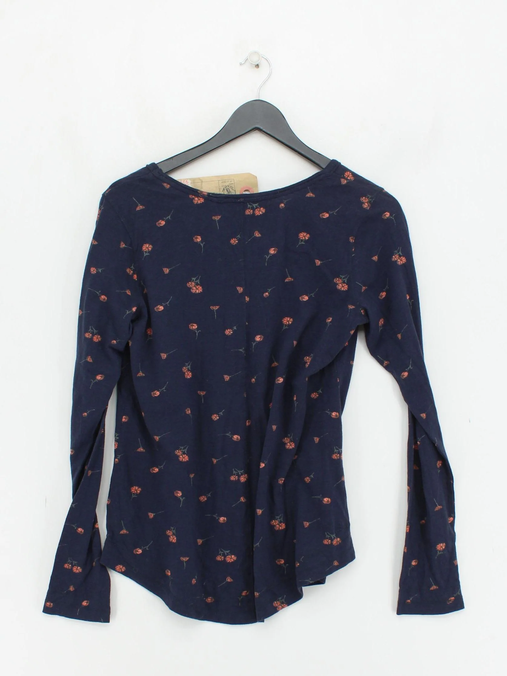 Fat Face Women's Top UK 14 Blue Floral 100% Cotton Long Sleeve Round Neck Basic - Image 2