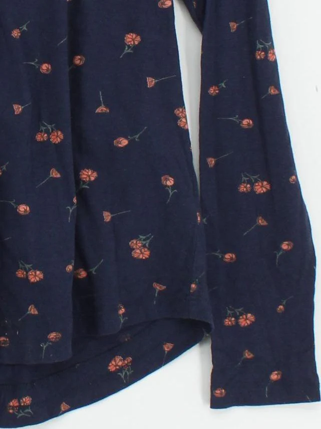 Fat Face Women's Top UK 14 Blue Floral 100% Cotton Long Sleeve Round Neck Basic - Image 4