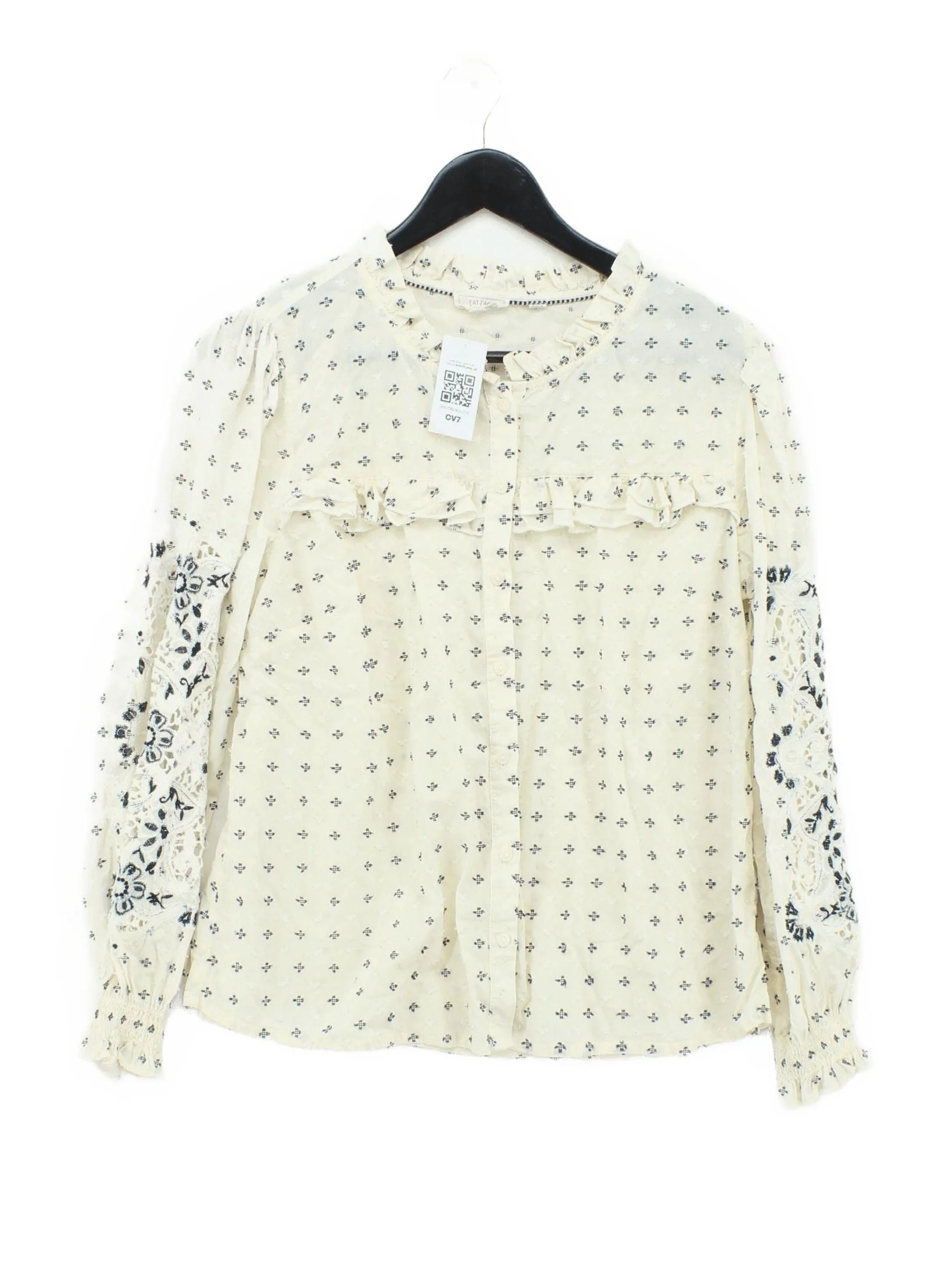 Fat Face Women's Top UK 14 Cream Cotton with Polyester Basic