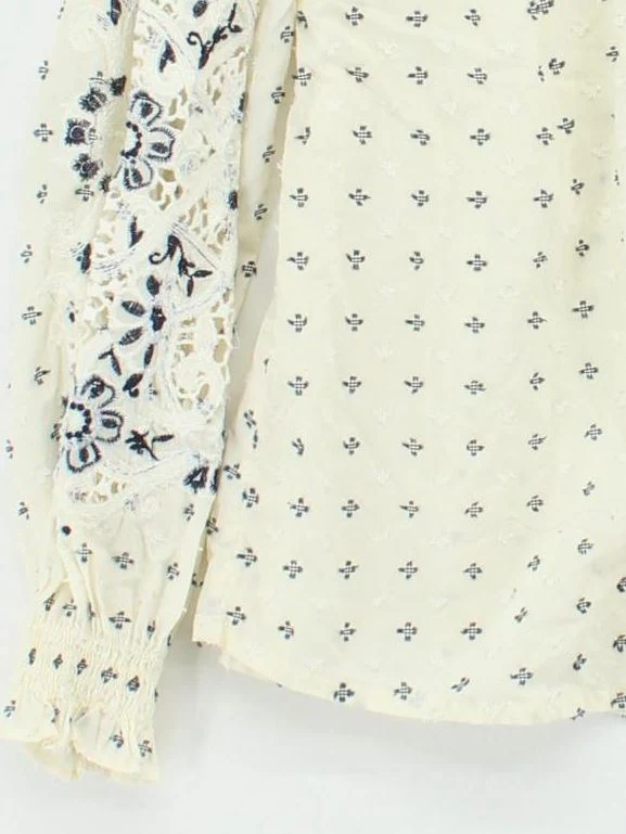 Fat Face Women's Top UK 14 Cream Cotton with Polyester Basic - Image 4