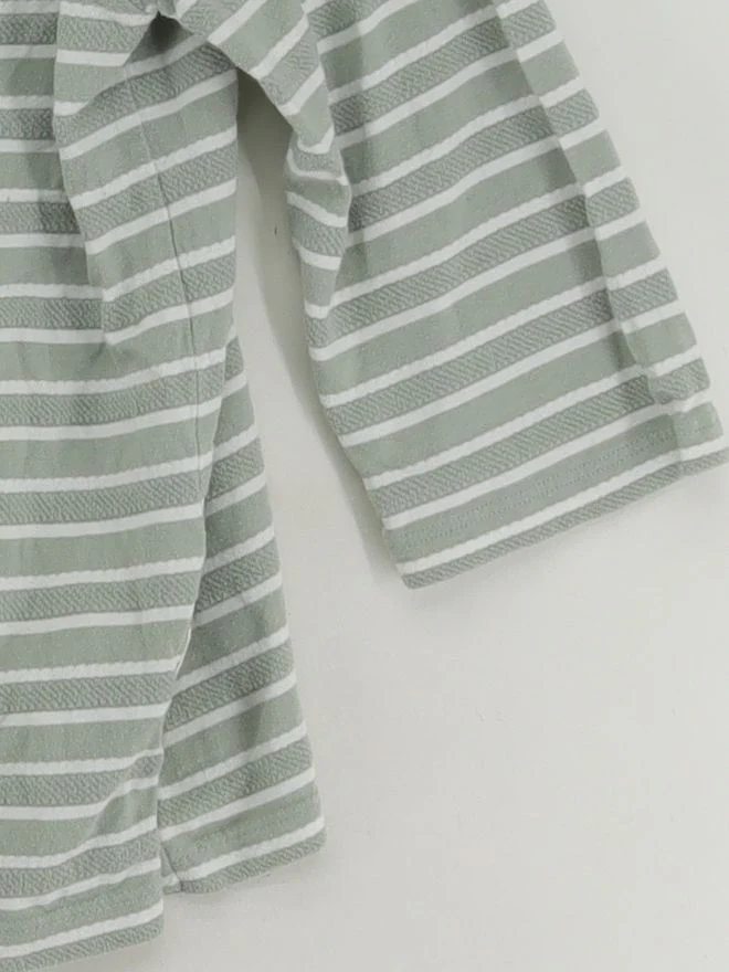 Fat Face Women's Top UK 14 Green Striped 100% Cotton 3/4 Sleeve Round Neck Basic - Image 4