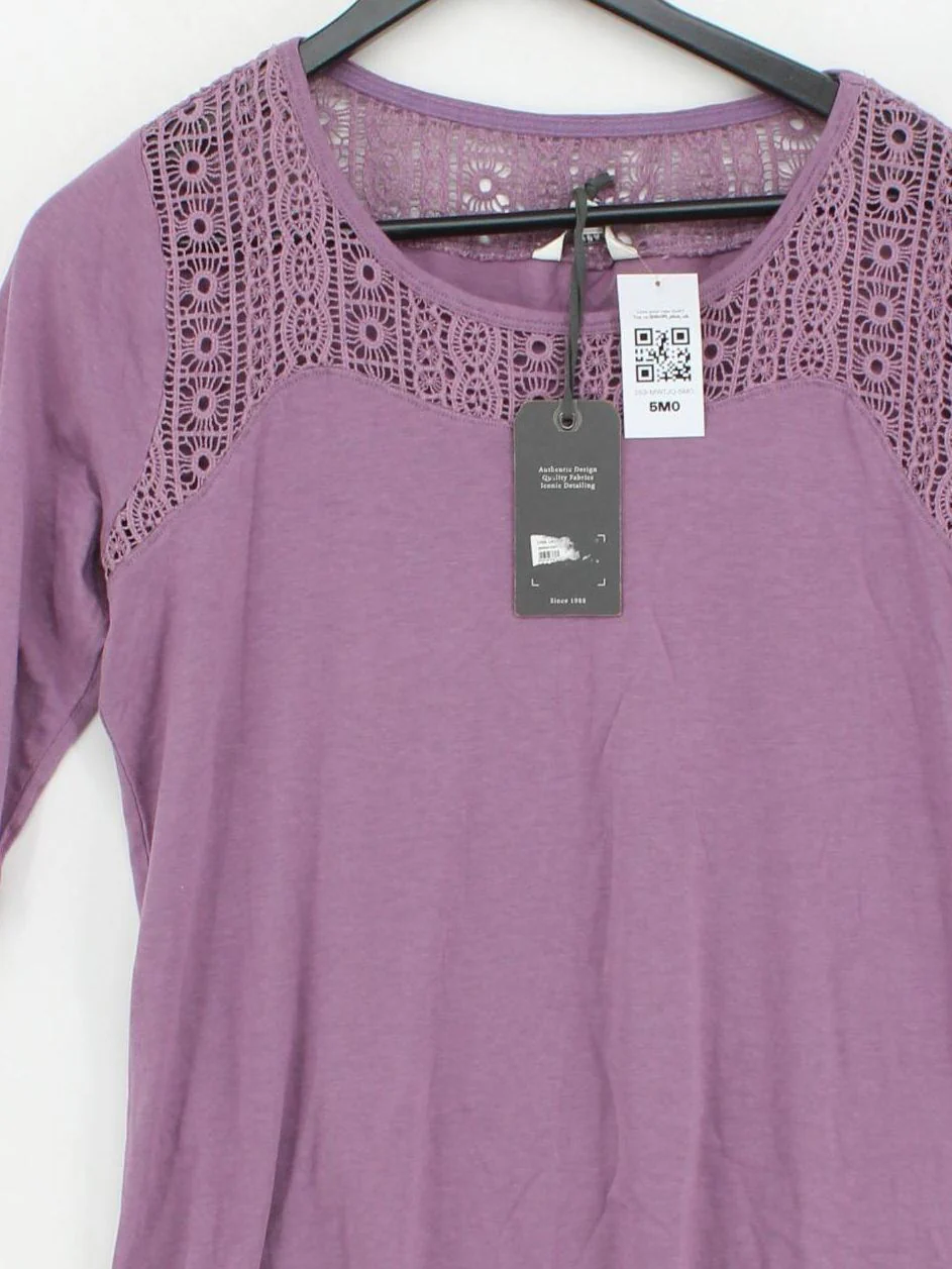 Fat Face Women's Top UK 14 Purple Cotton with Viscose Basic New with tags - Image 3