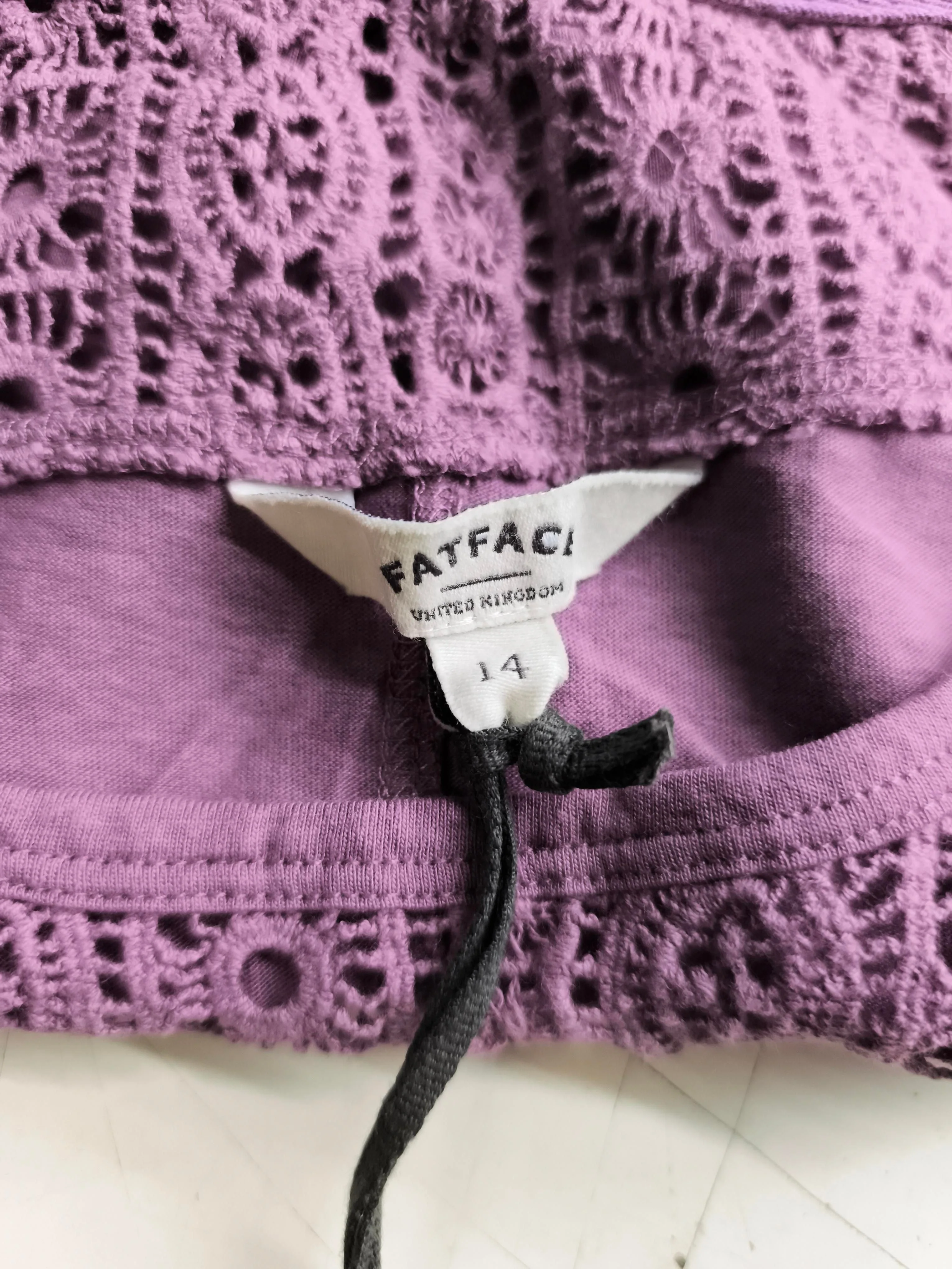 Fat Face Women's Top UK 14 Purple Cotton with Viscose Basic New with tags - Image 5