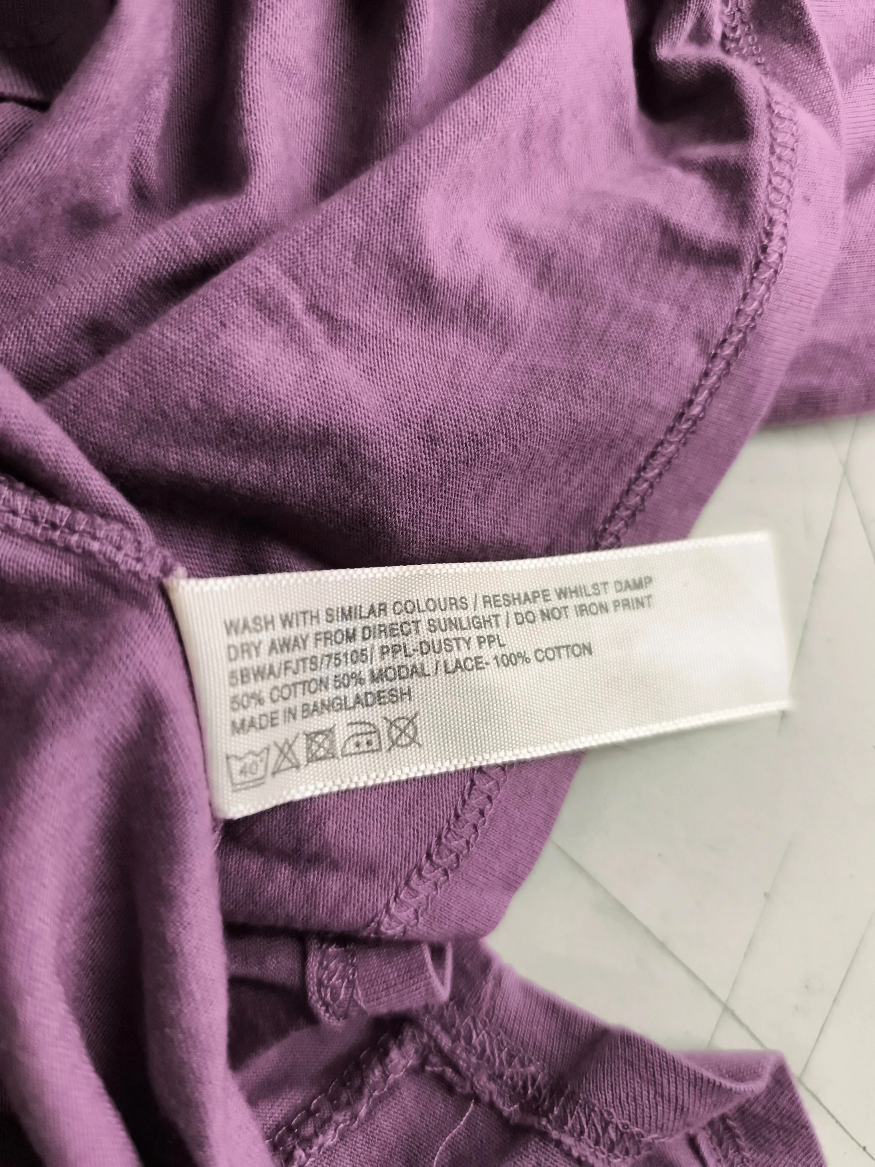Fat Face Women's Top UK 14 Purple Cotton with Viscose Basic New with tags - Image 6
