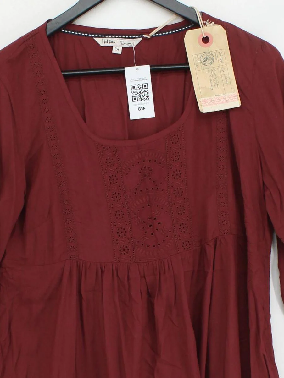 Fat Face Women's Top UK 14 Red 100% Viscose Tunic New with tags - Image 3