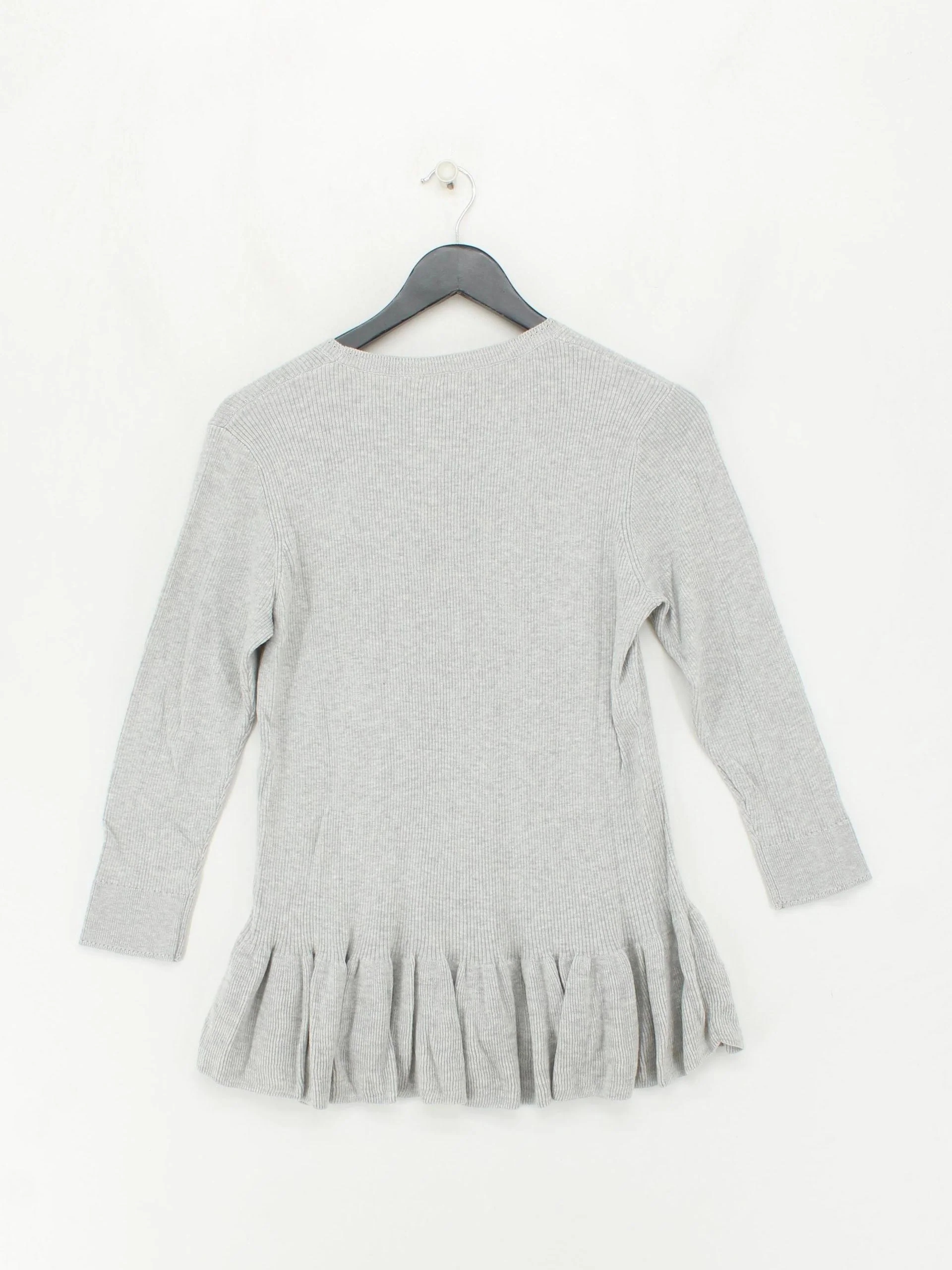 Fat Face Women's Top UK 16 Grey Cotton with Viscose 3/4 Sleeve Round Neck Basic - Image 2