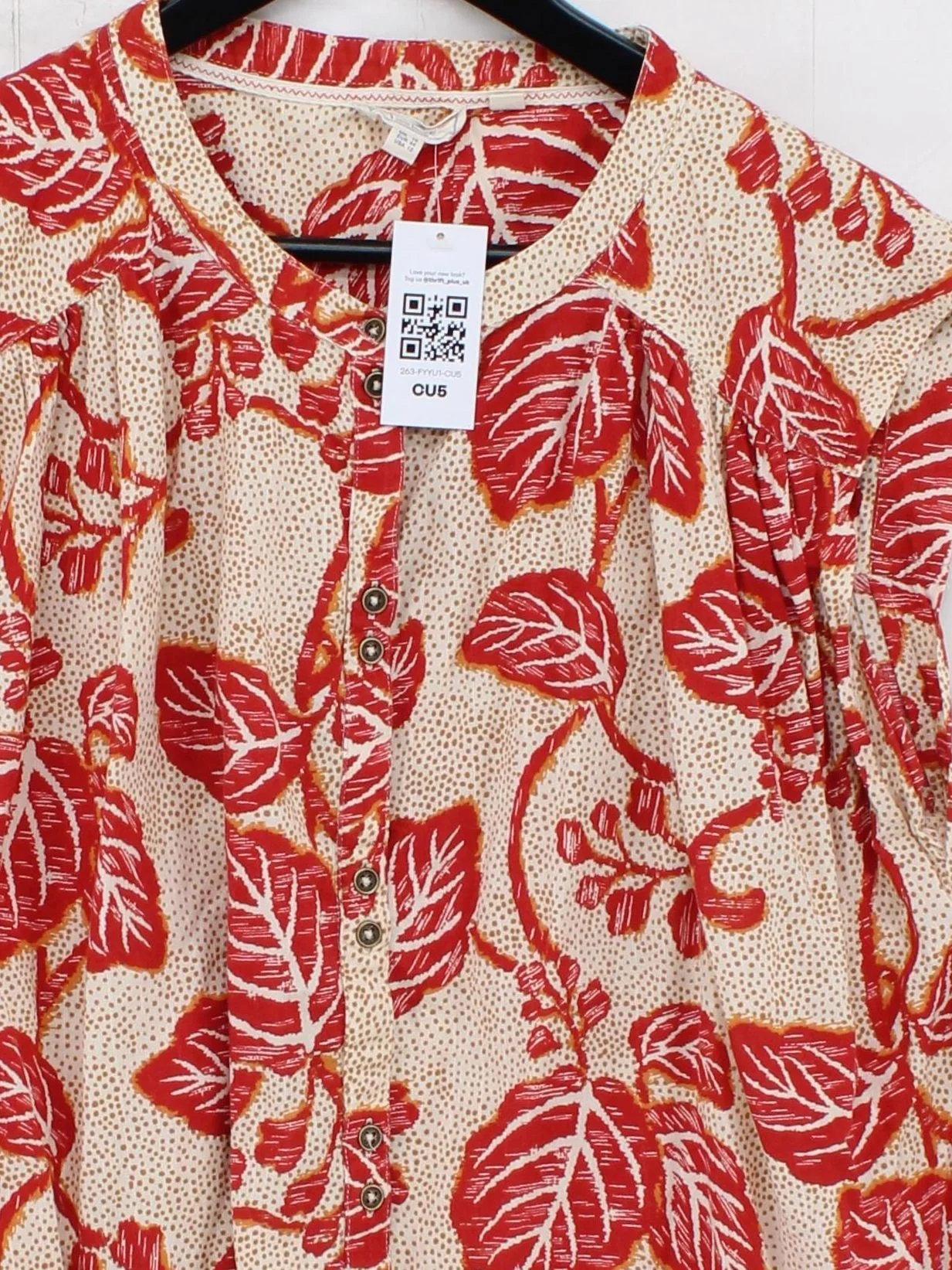 Fat Face Women's Top UK 16 Red Cotton with Viscose Basic - Image 3