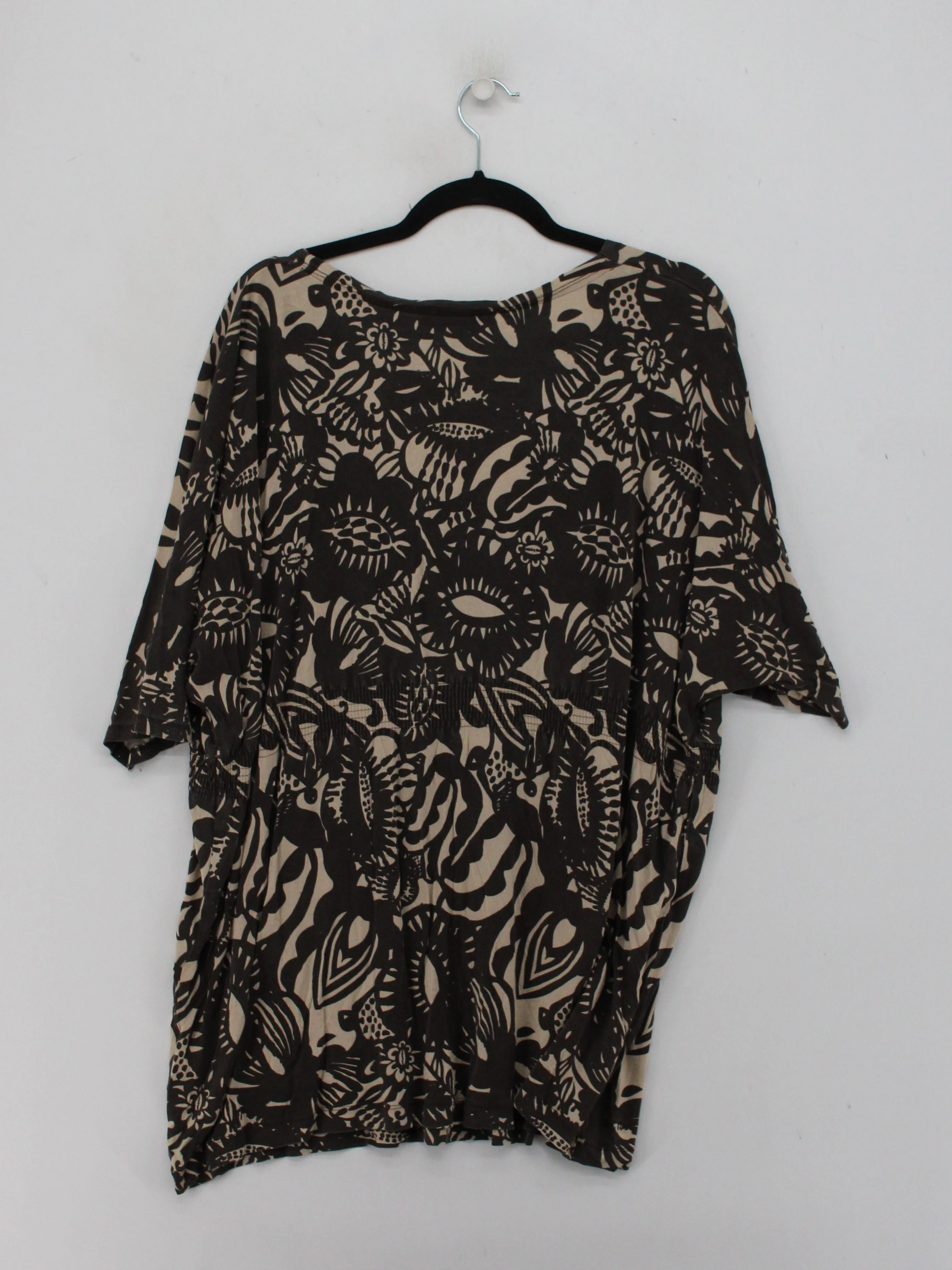 Fat Face Women's Top UK 18 Brown 100% Viscose Short Sleeve V-Neck Basic - Image 2