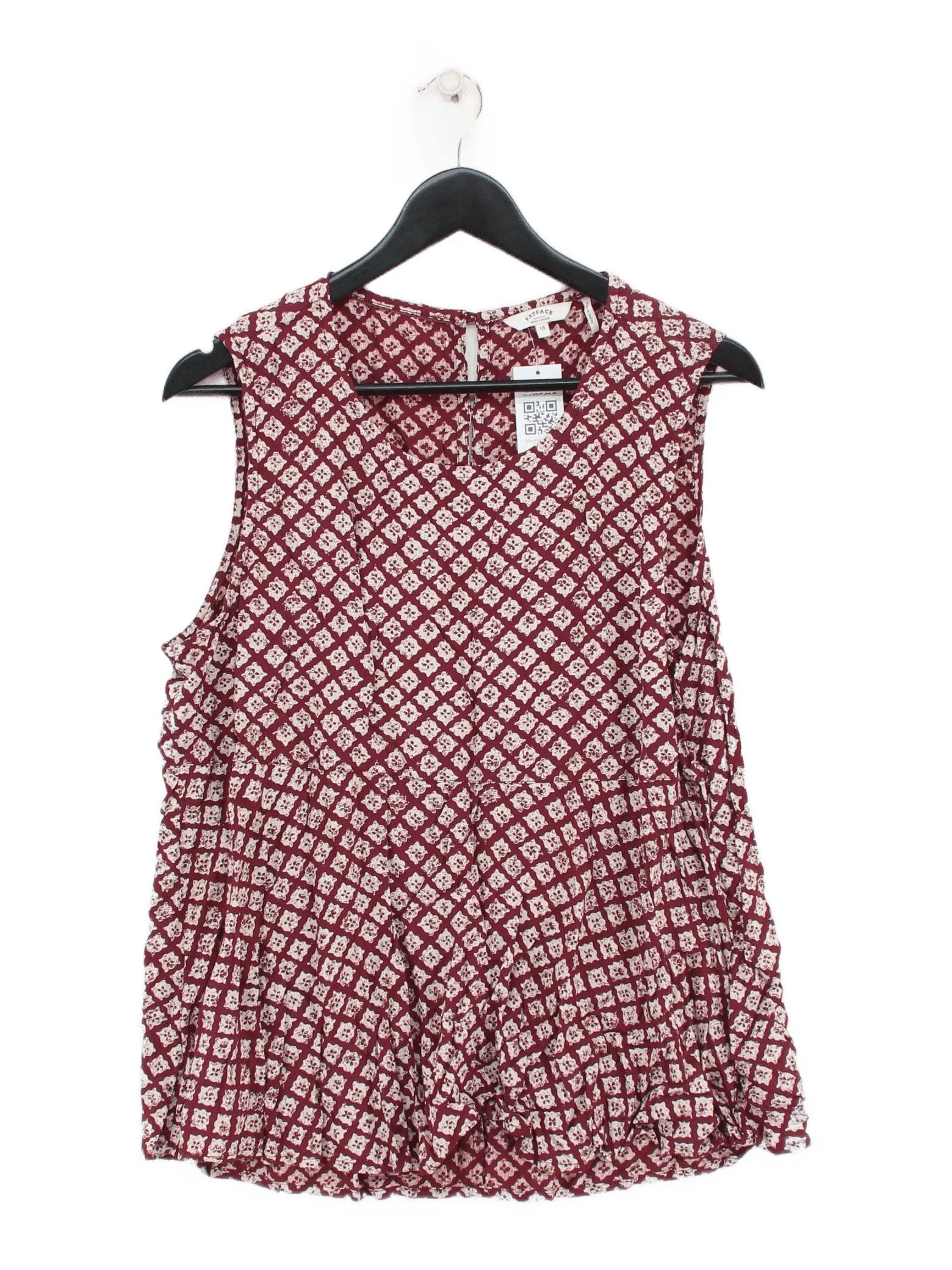 Fat Face Women's Top UK 18 Multi 100% Viscose Sleeveless V-Neck Basic